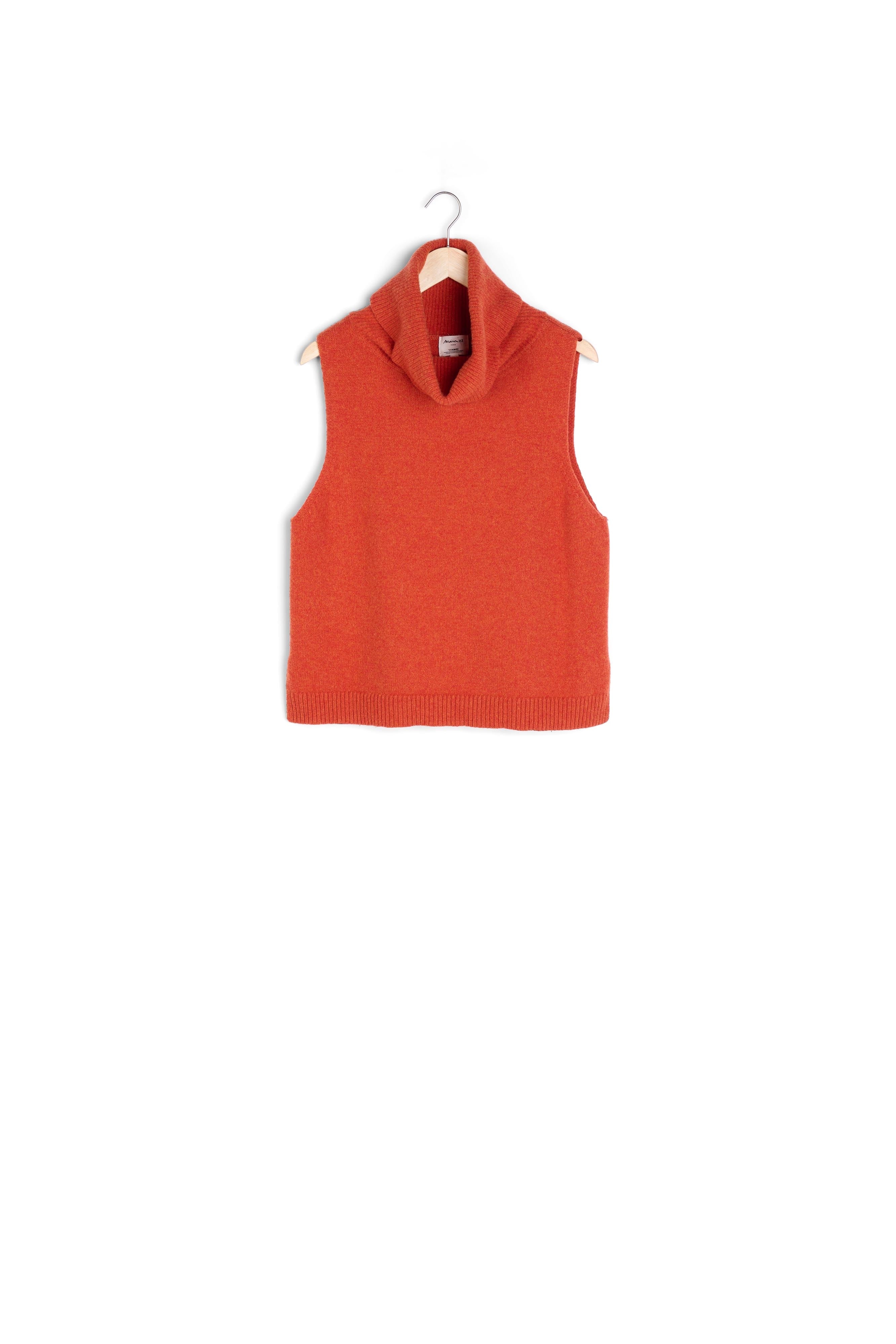 Pull sans manches en laine responsable orange Barclay Faume - seconde main