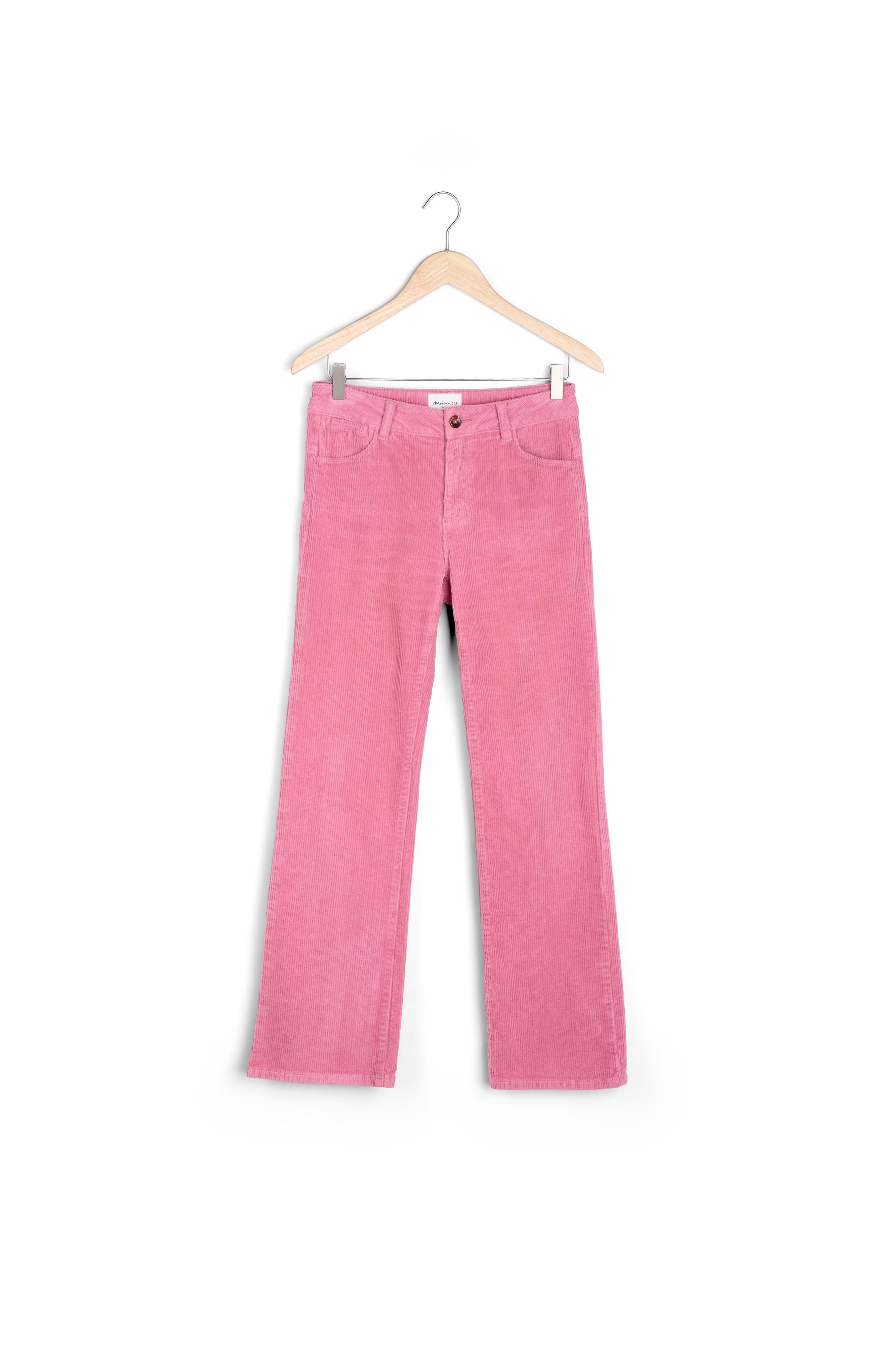Pantalon large en velours rose Fidji Faume - seconde main