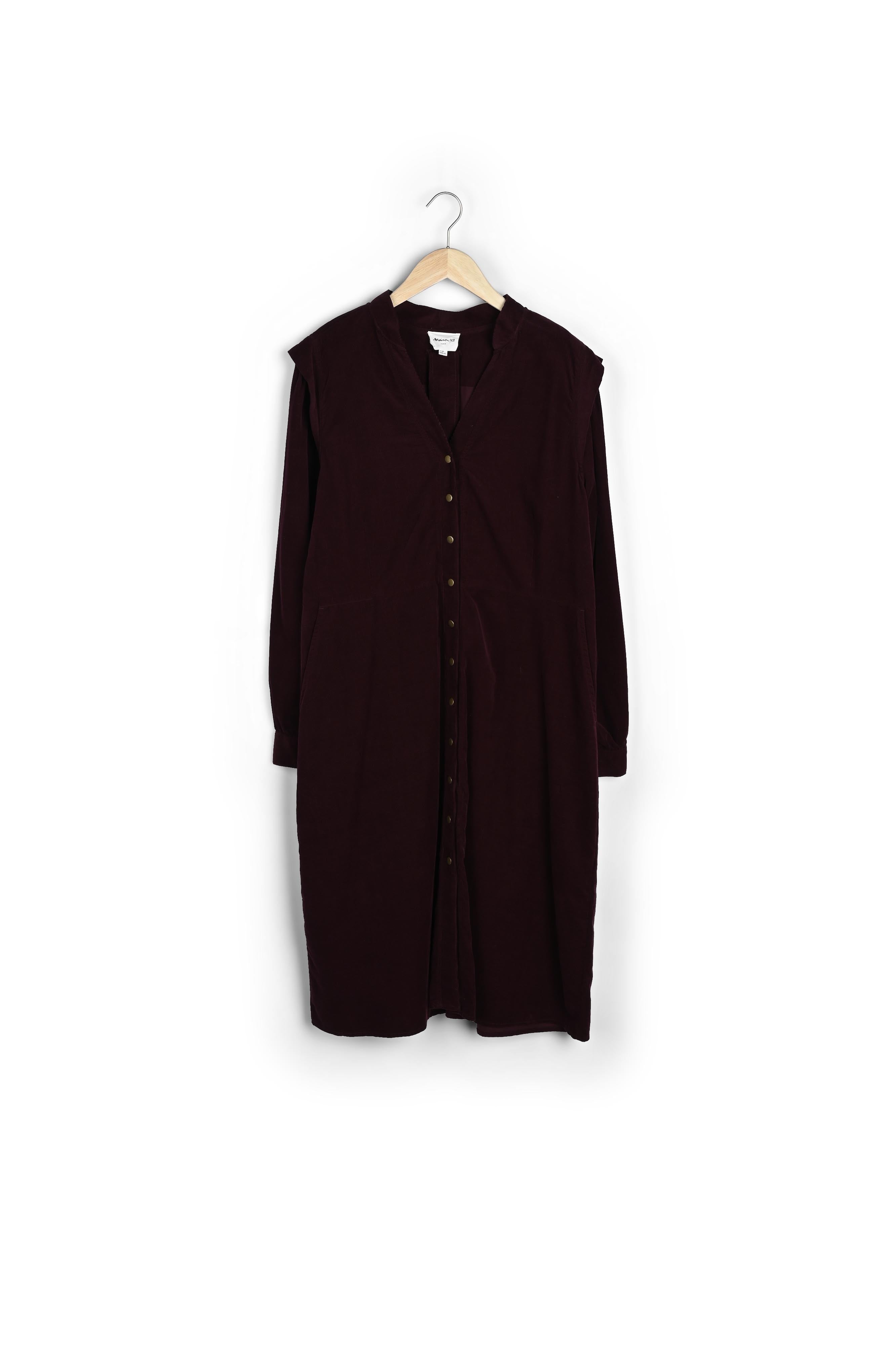 Robe chemise en velours bordeaux Samira Faume - seconde main