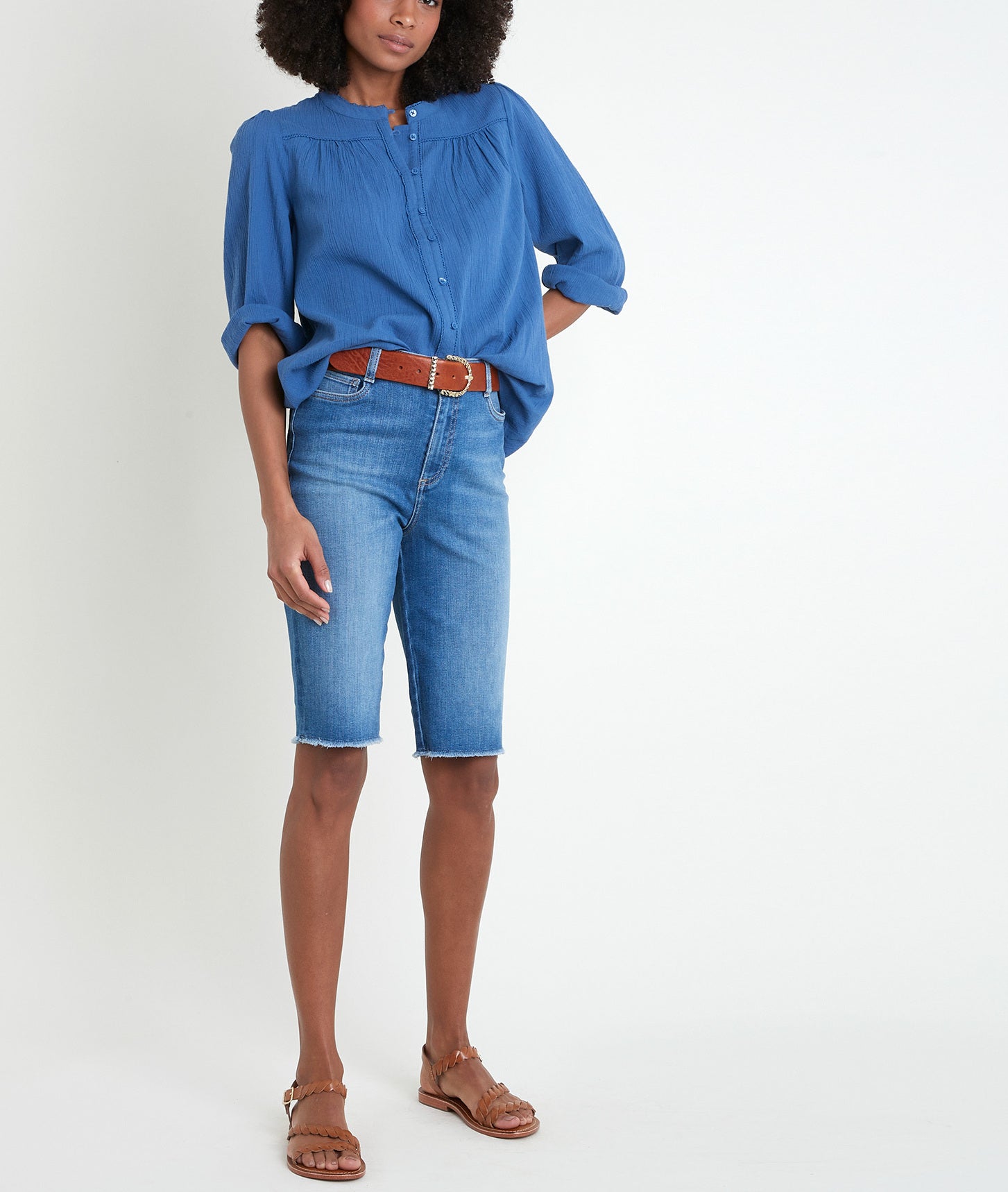 Blouse en coton bleu Tobby Faume - seconde main