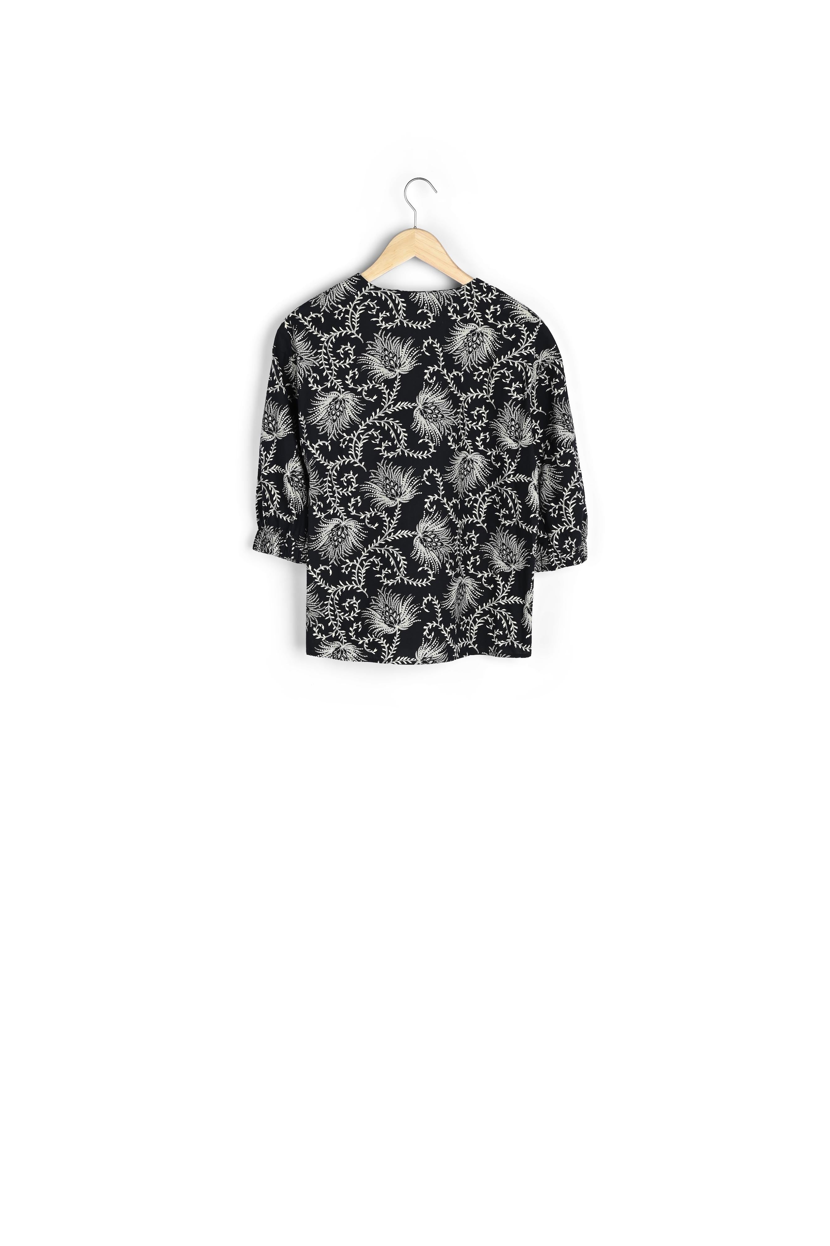 Blouse en coton imprimé noir et blanc Amel Faume - seconde main