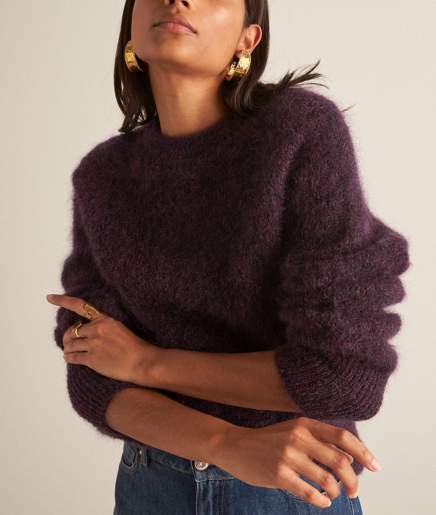 Pull oversize en mohair violet foncé Bakari Faume - seconde main