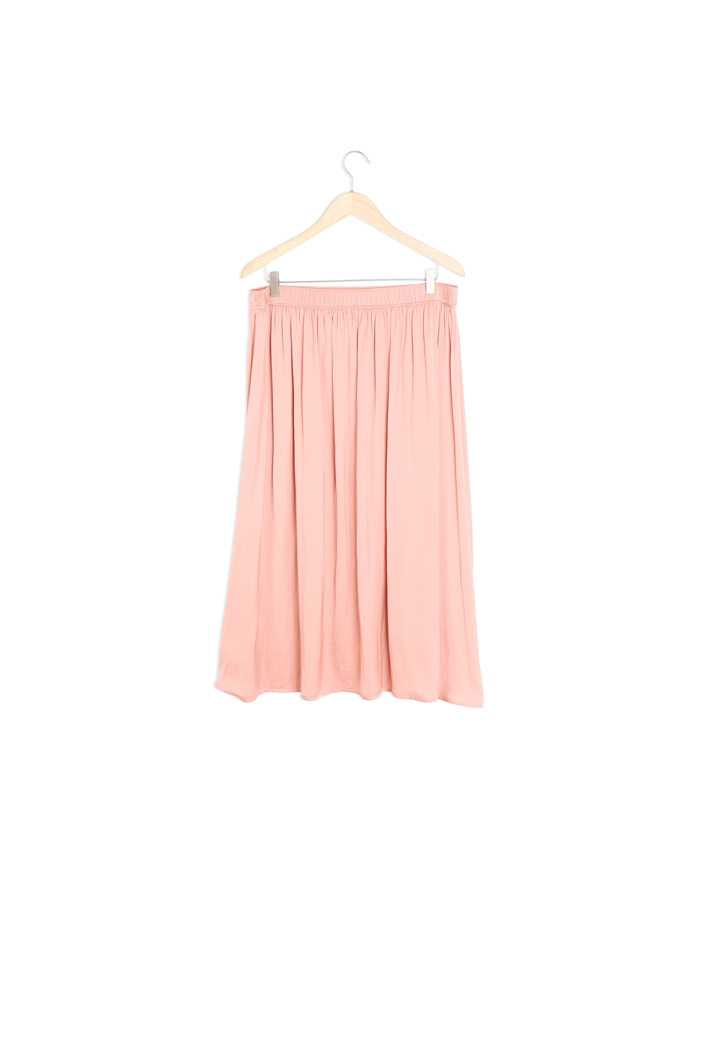 Jupe mi-longue satinée rose poudré Electra Faume - seconde main