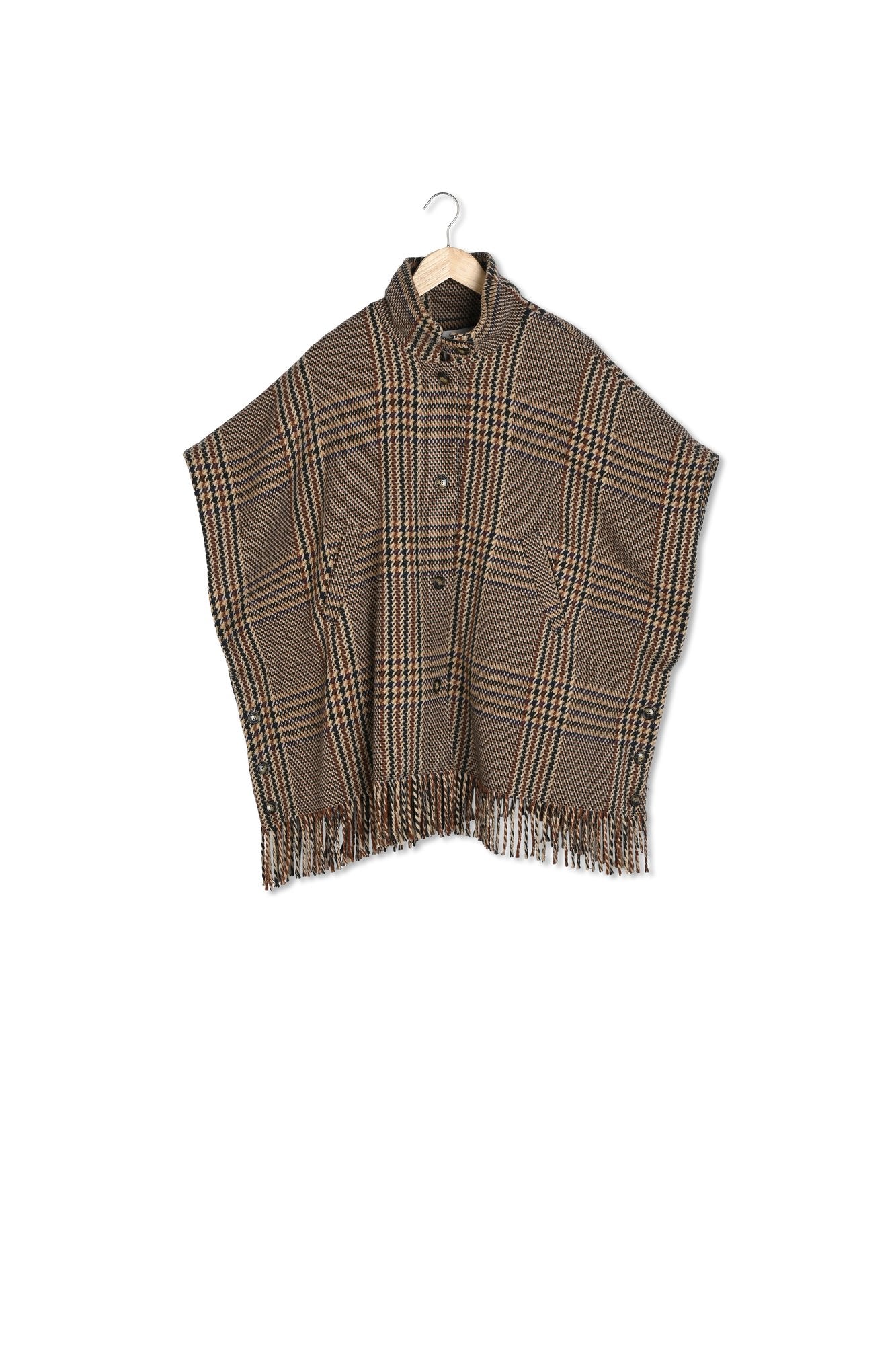 Cape marron à carreaux Maggie Faume - seconde main