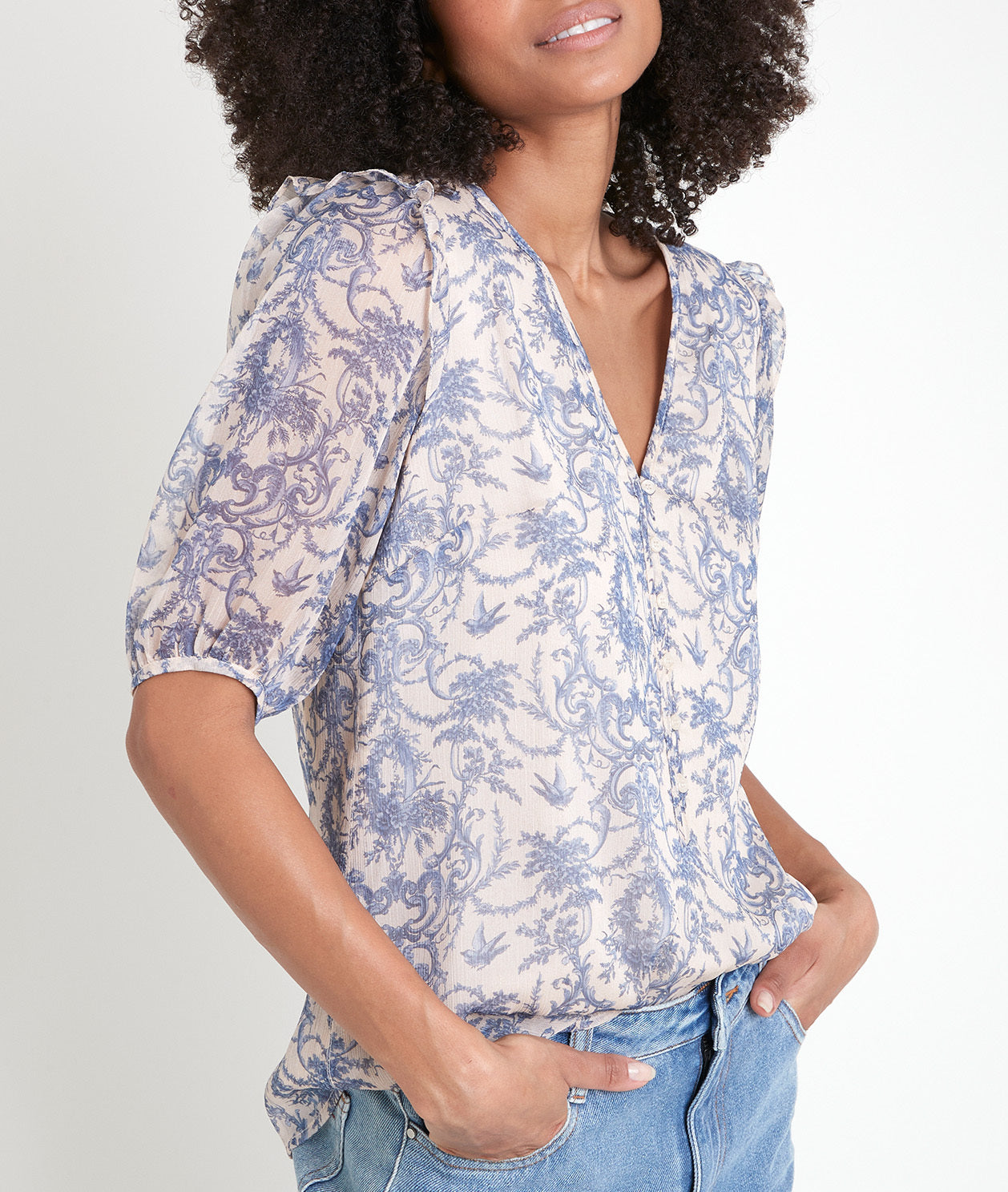 Blouse imprimée à volants Tounia Faume - seconde main