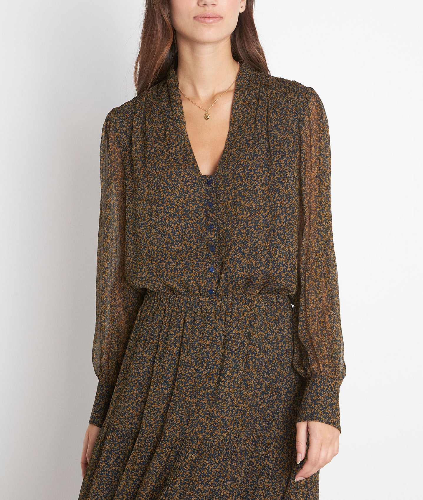 Blouse vaporeuse imprimée bronze Louisette Faume - seconde main