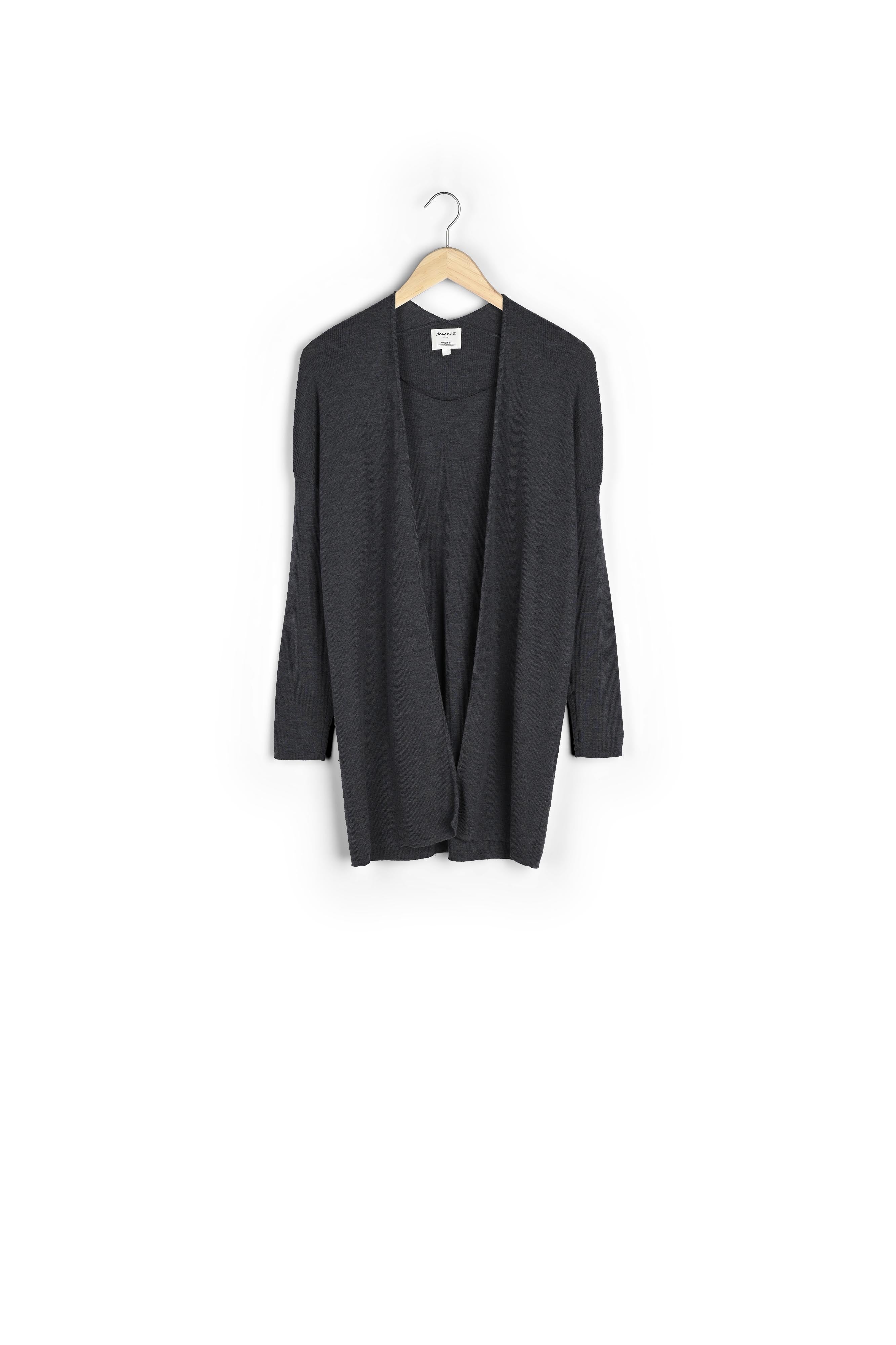 Gilet long en laine fine recyclée gris anthracite Tiago Faume - seconde main