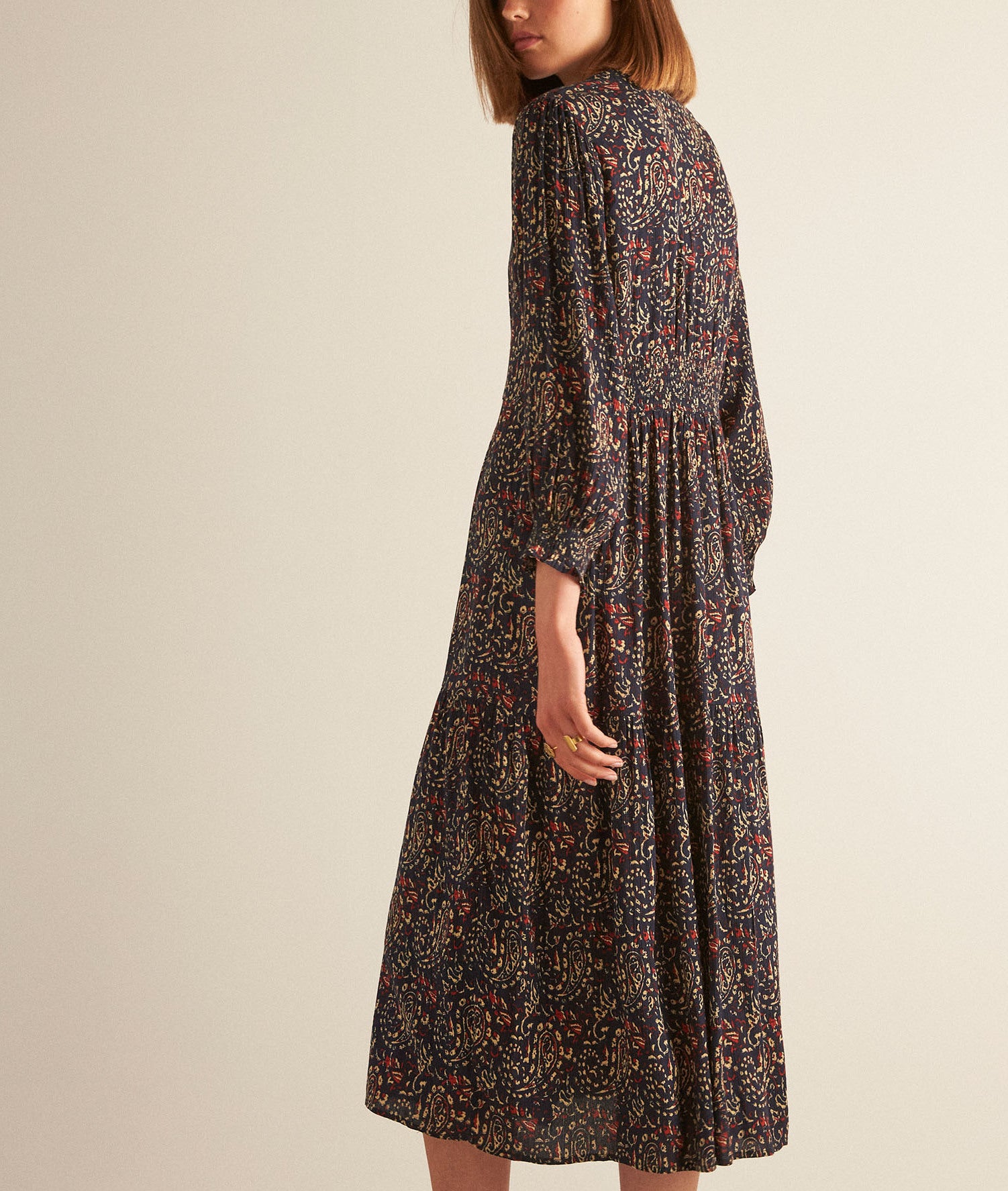 Robe longue imprimée marine HELIANA Faume - seconde main