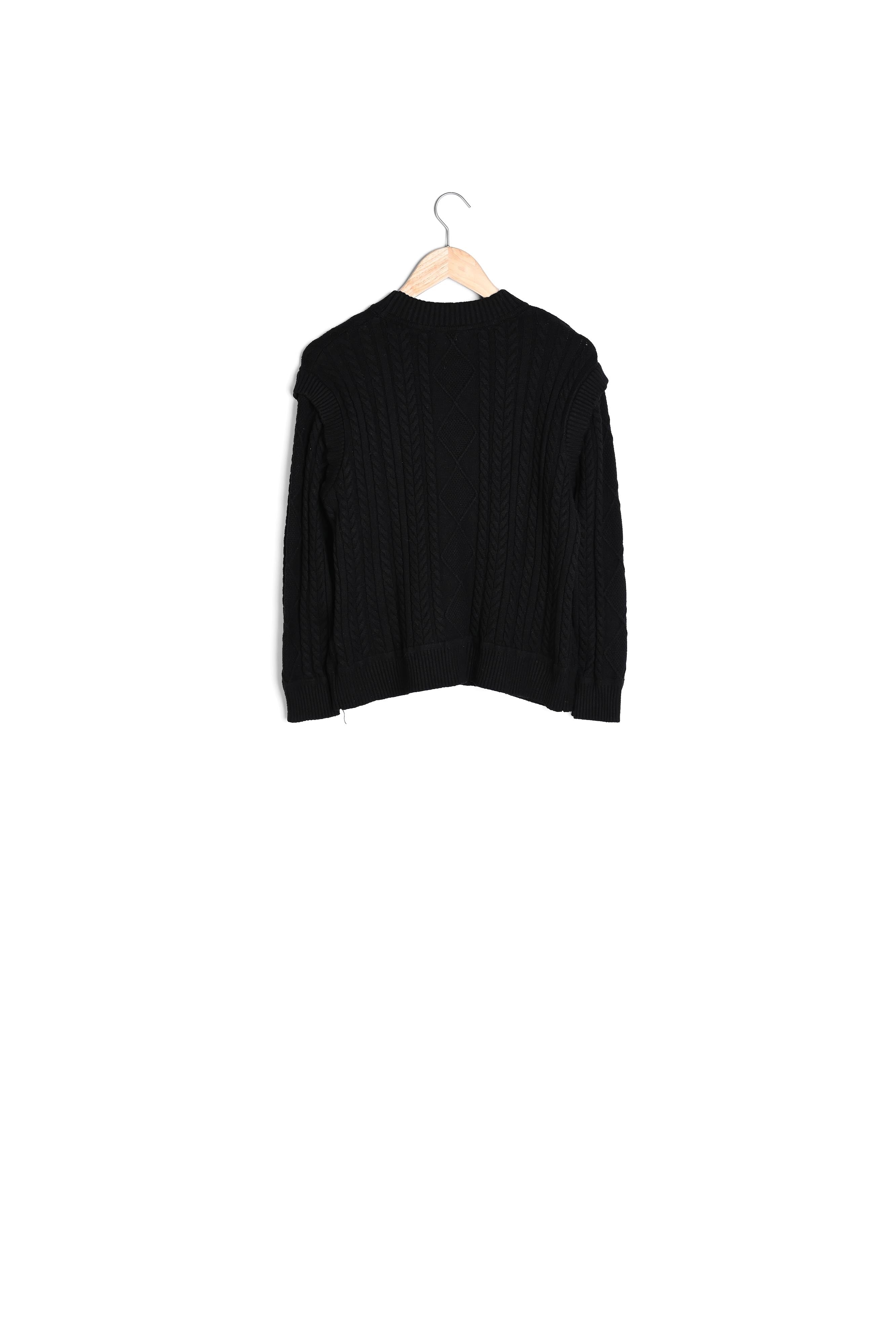 Pull torsadé en viscose EcoVero noir Basso Faume - seconde main