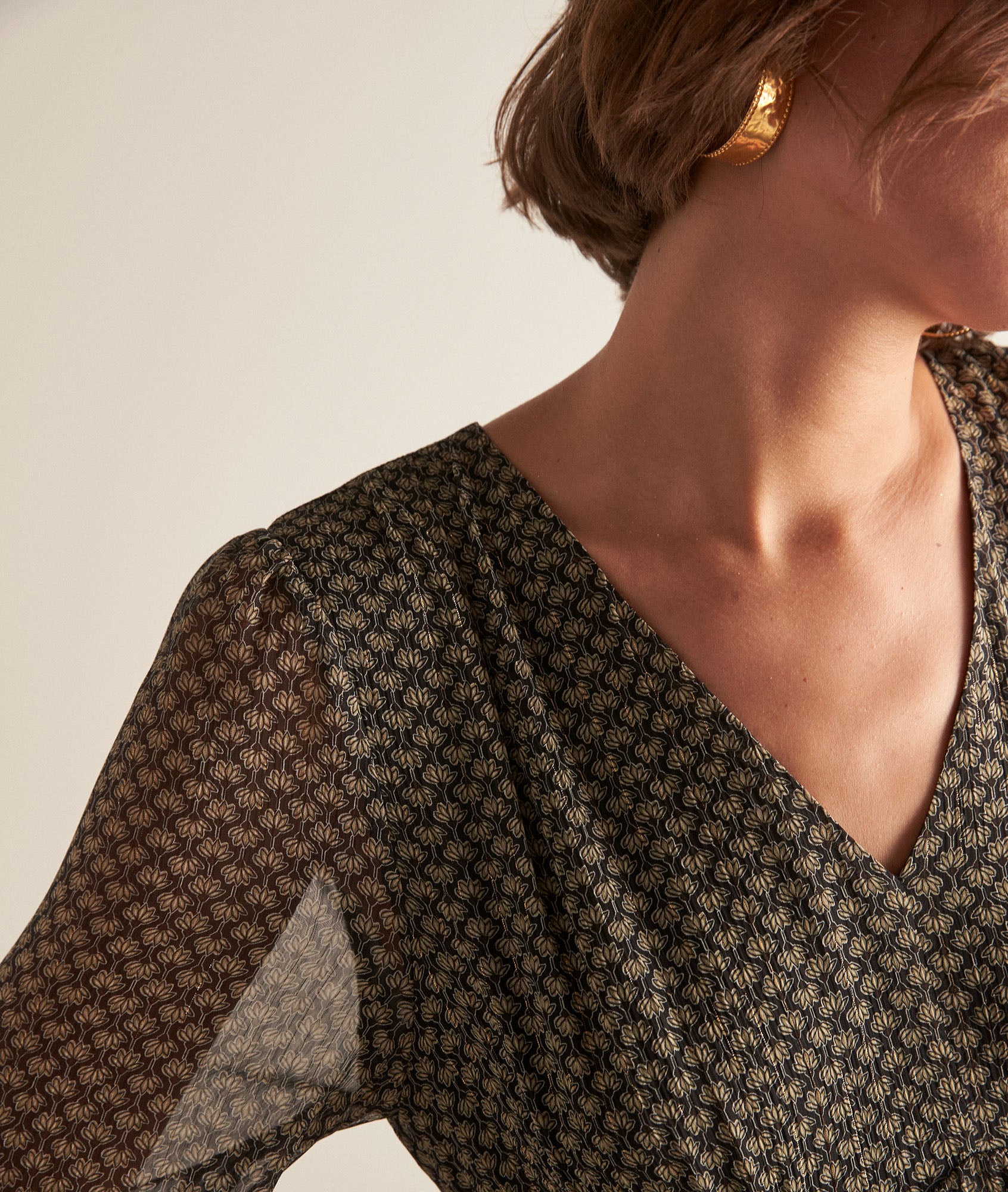 Robe longue imprimée noire Holive Faume - seconde main