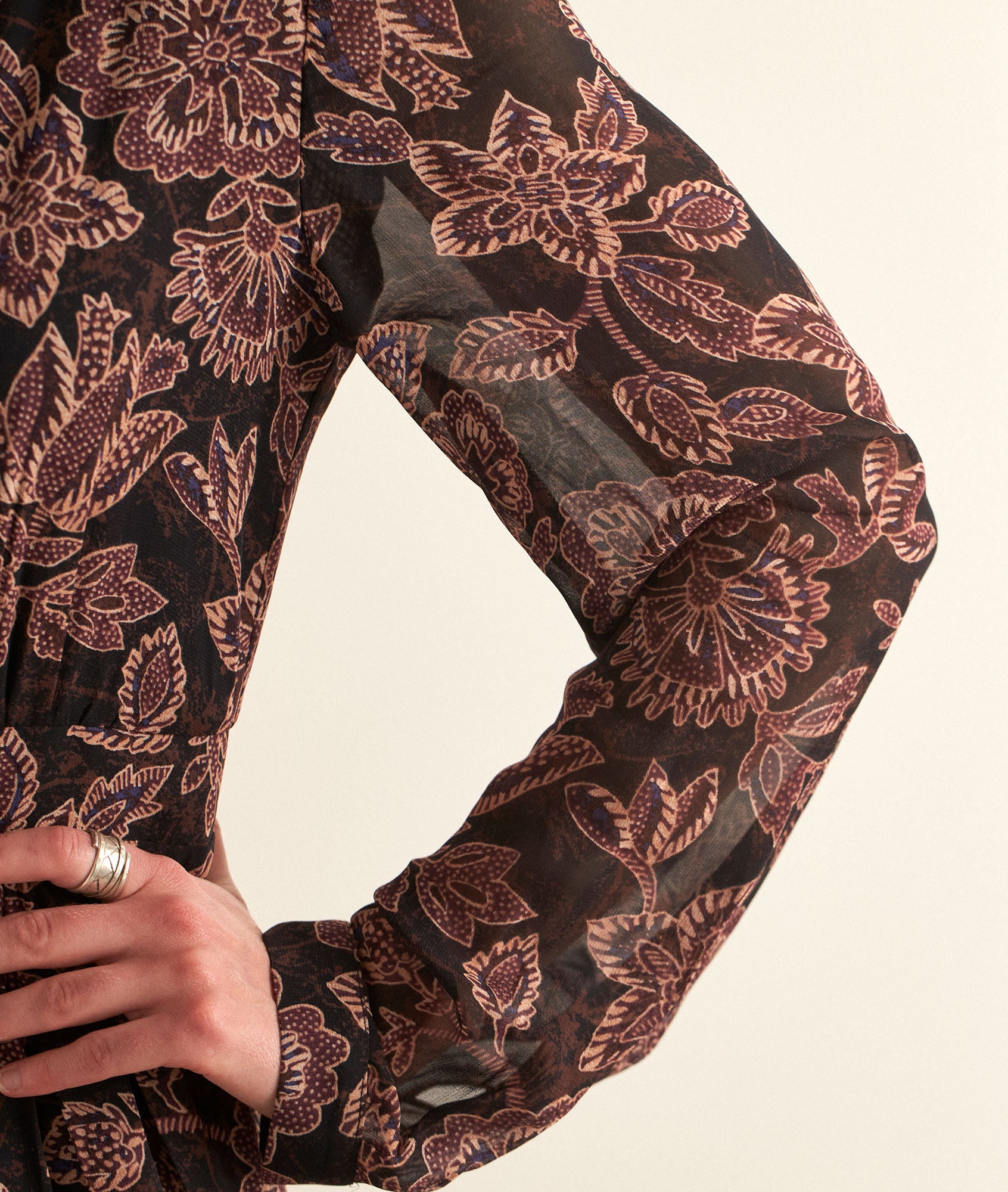 Robe longue imprimée prune Carola Faume - seconde main