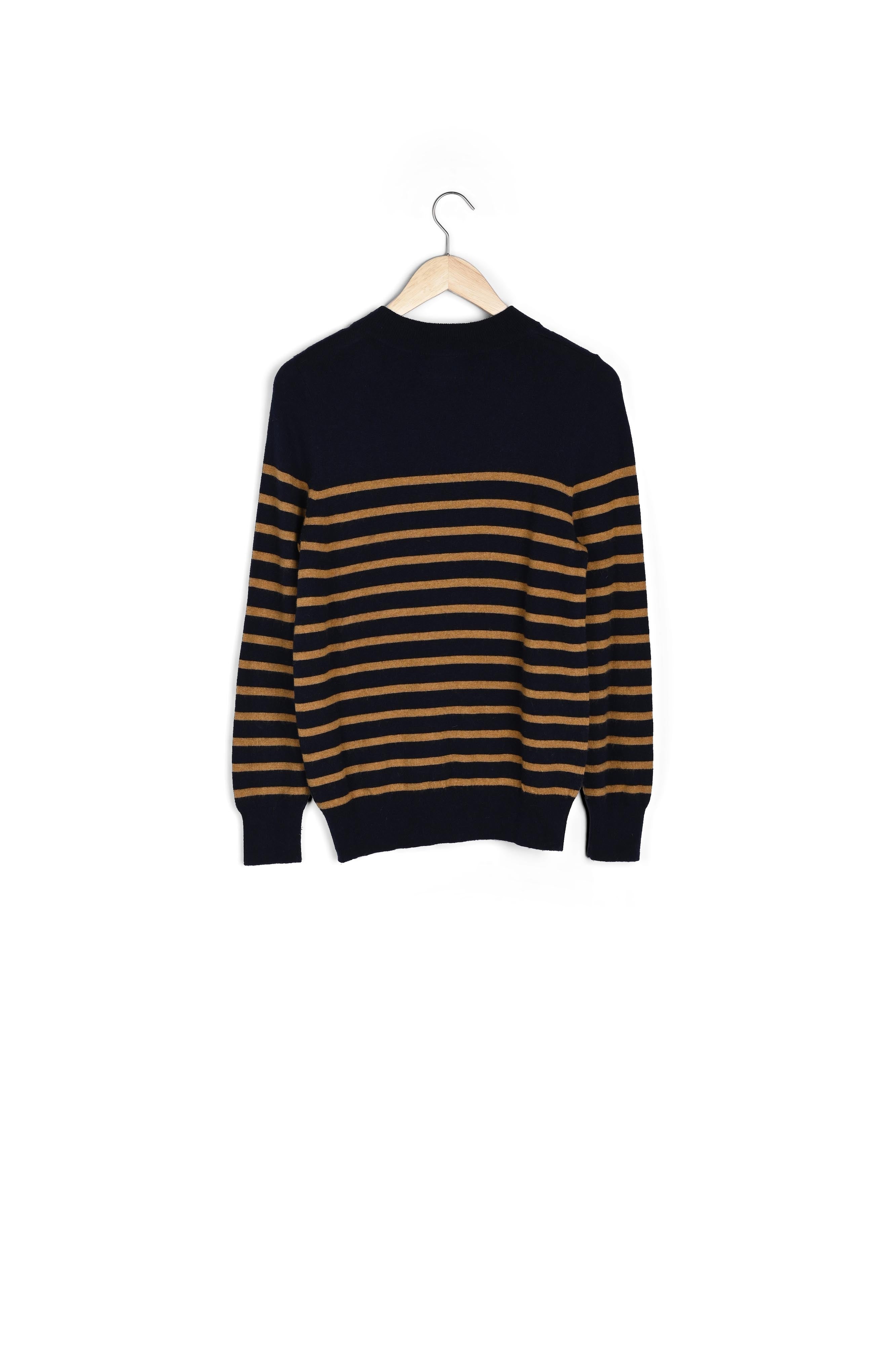Pull marin en laine responsable et cachemire marine Bixente Faume - seconde main