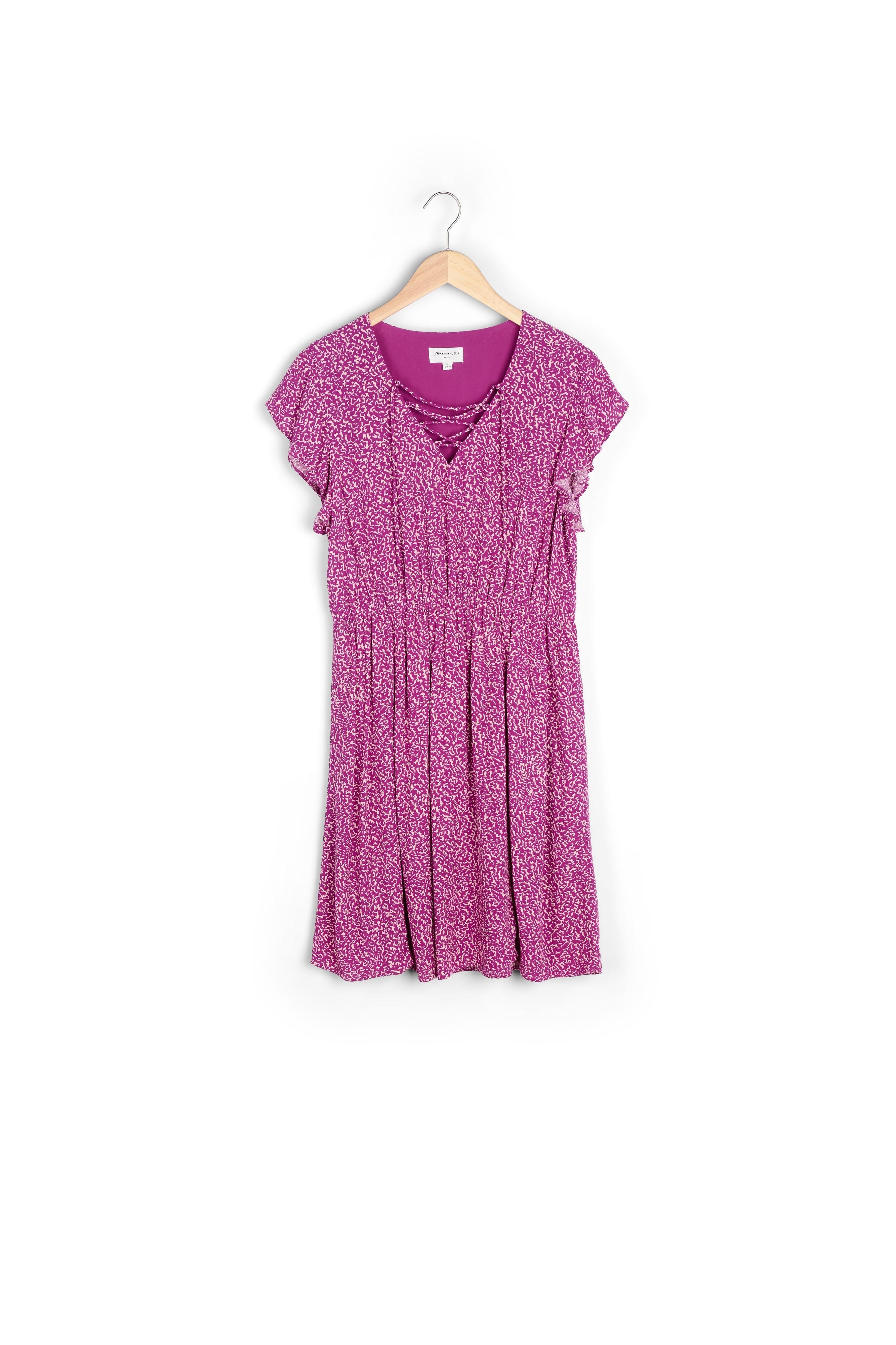 Robe courte fluide imprimée fuchsia Selma Faume - seconde main