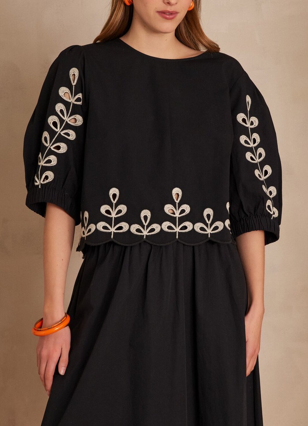 Blouse PERCY en coton avec broderie Faume - seconde main