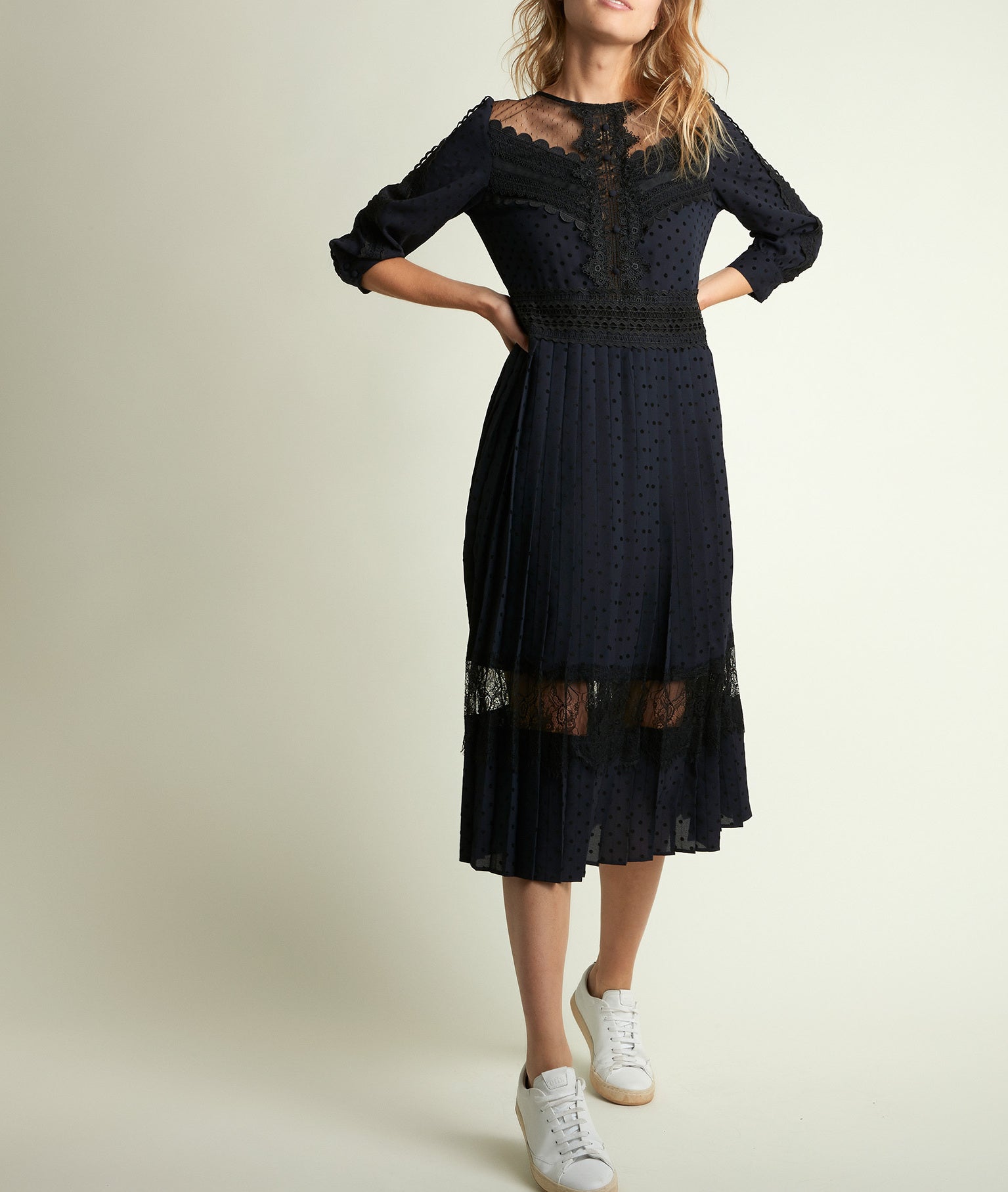 Robe longue à pois Orka Faume - seconde main