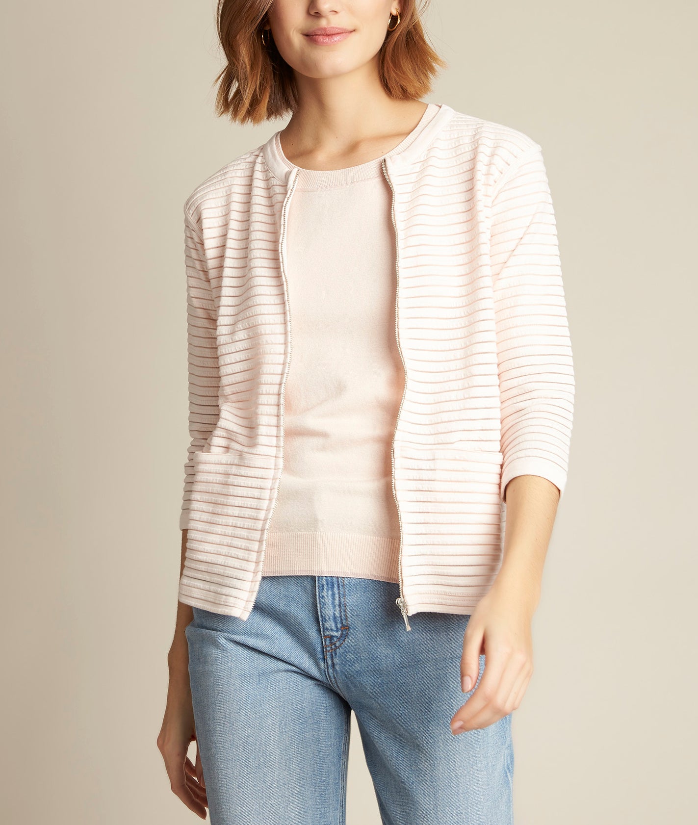 Gilet rayé ajouré poudre Romeo Faume - seconde main