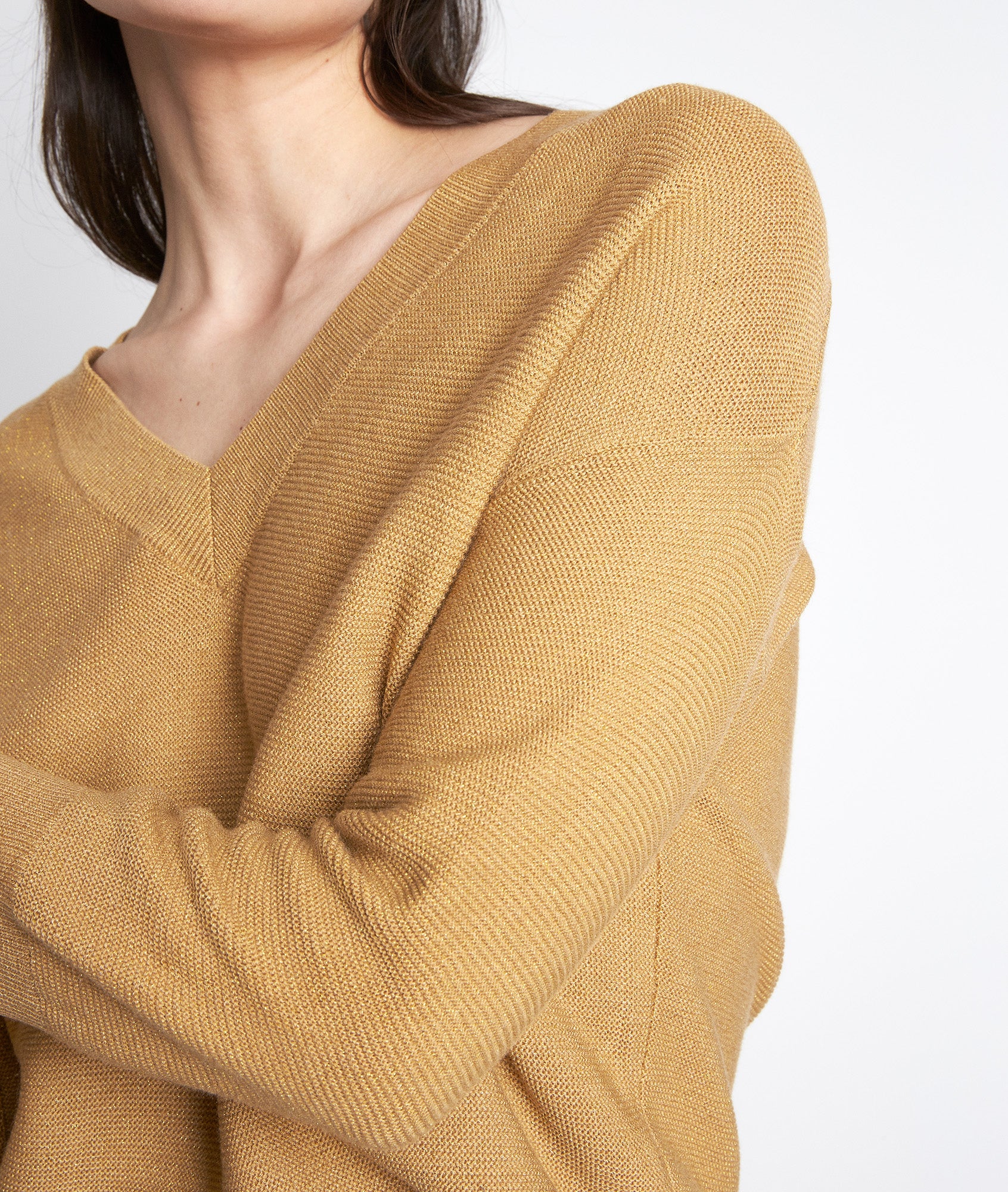 Pull fin au col V miel Parana Faume - seconde main