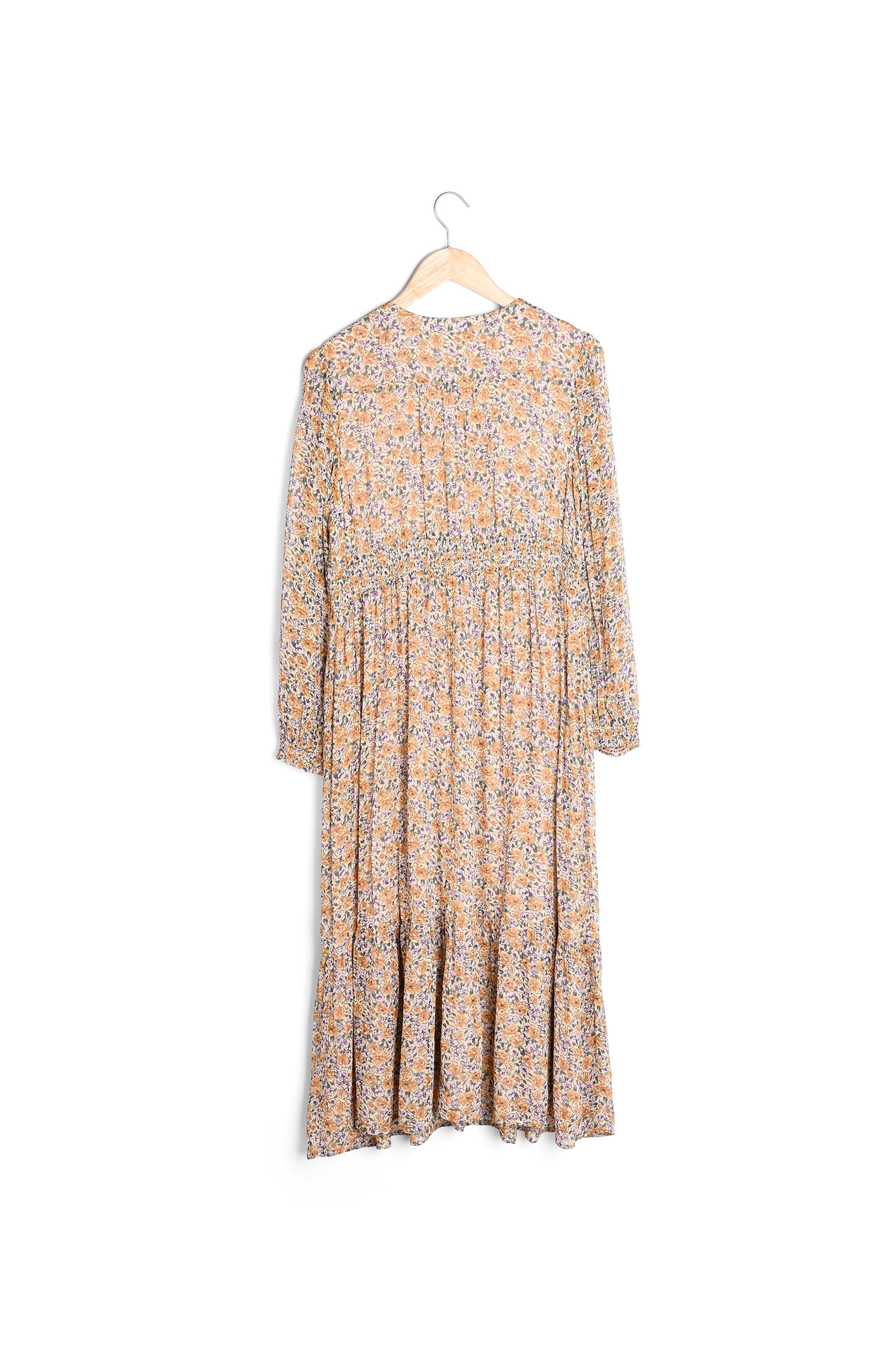 Robe longue écrue à l'imprimé fleuri Norine Faume - seconde main