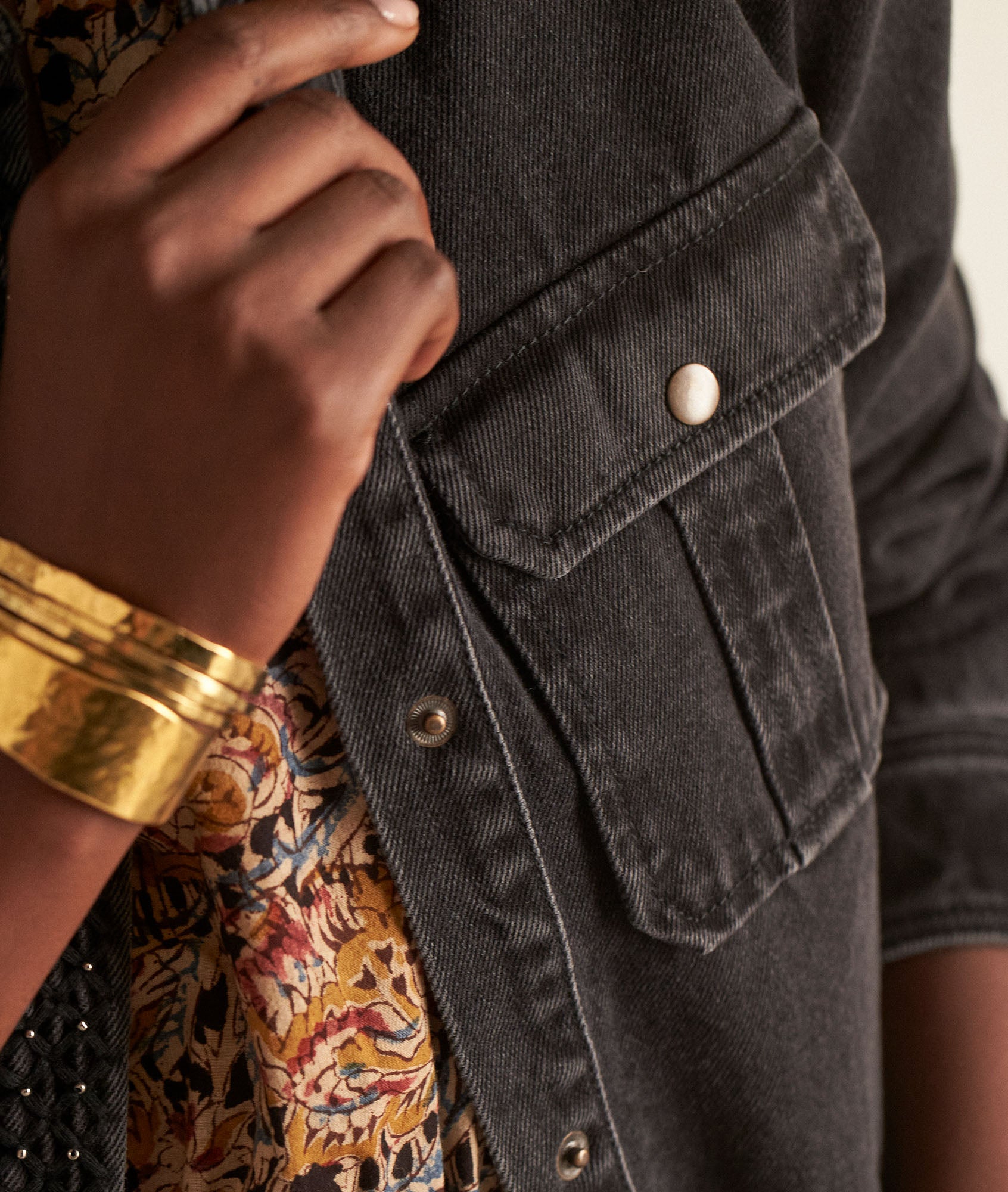 Surchemise en jean noire Filou Faume - seconde main