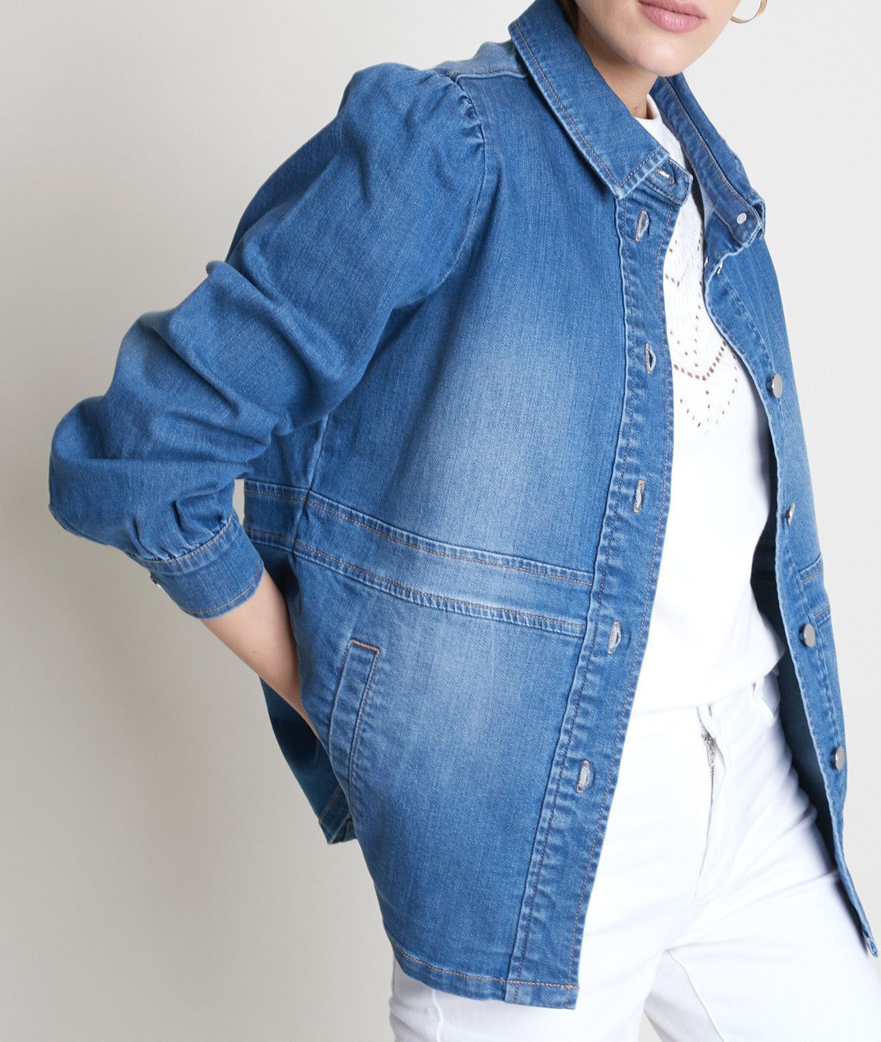Veste saharienne en denim stone used Roma Faume - seconde main