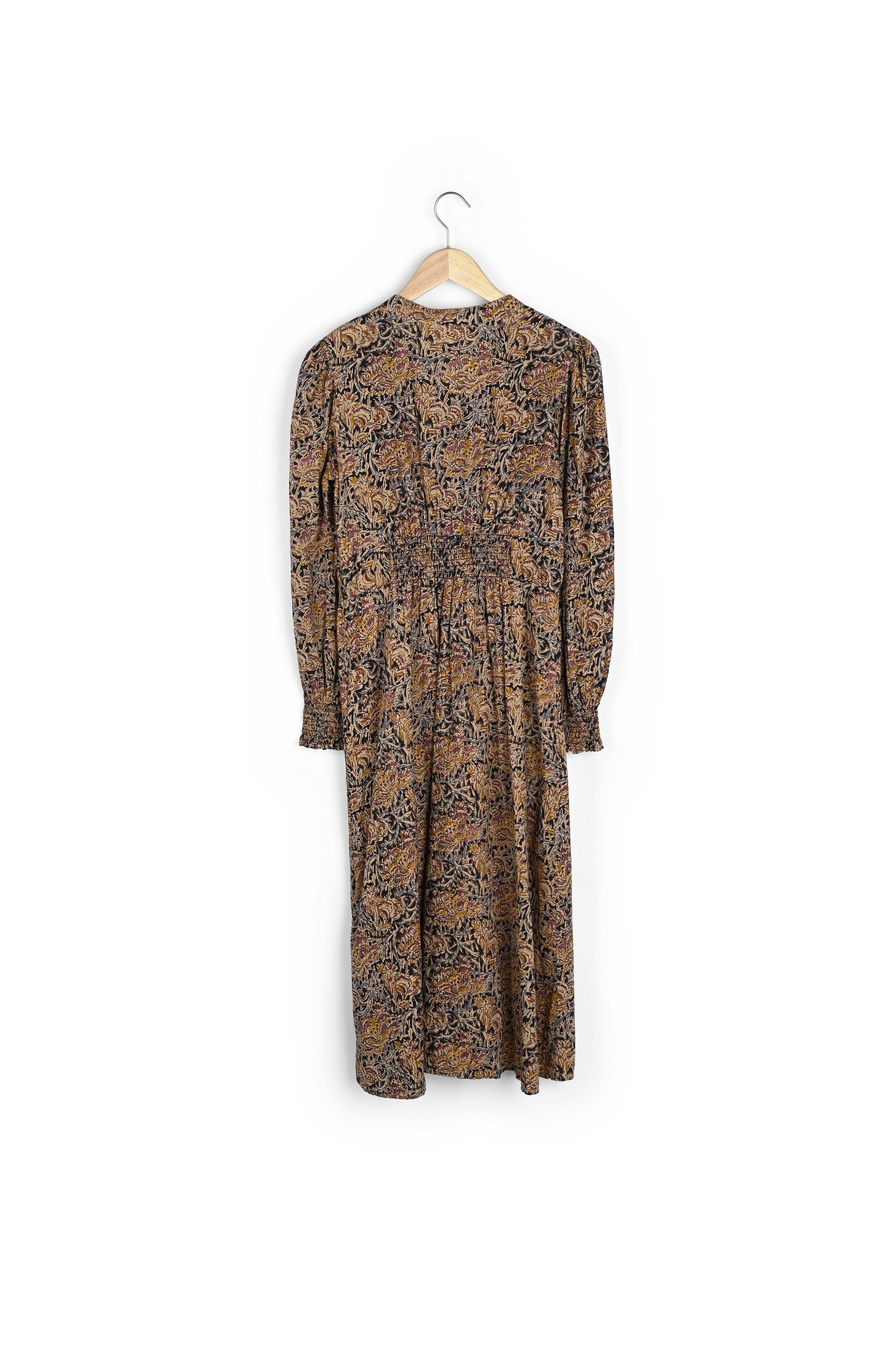 Robe longue imprimée ocre et noire Helenora Faume - seconde main
