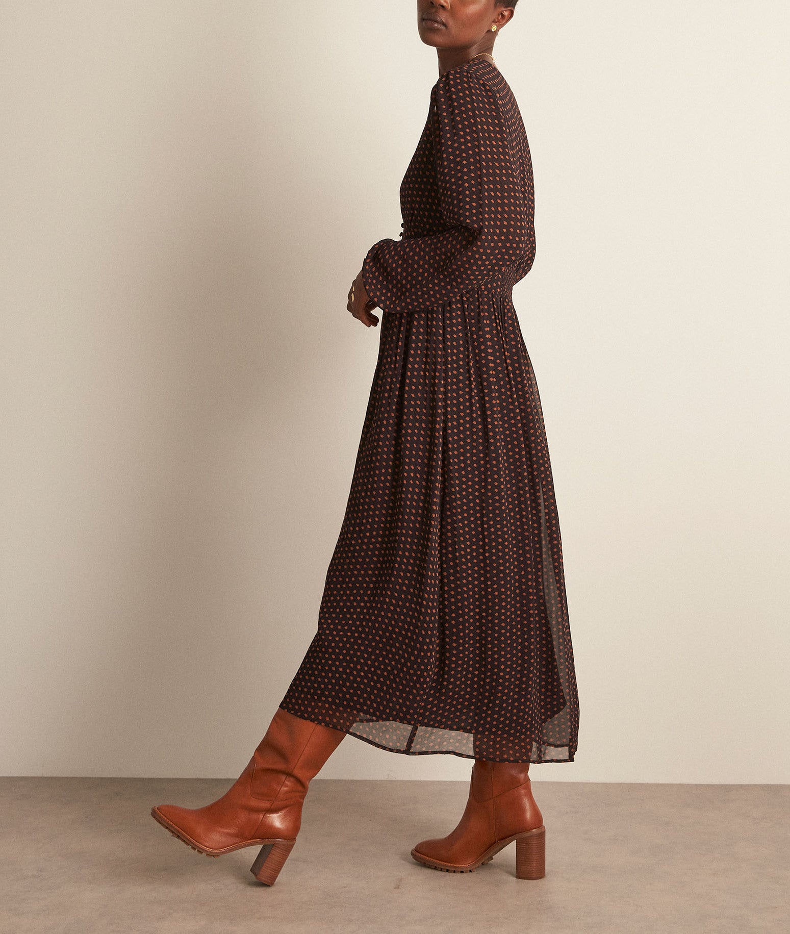 Robe longue imprimé marine Halpha Faume - seconde main