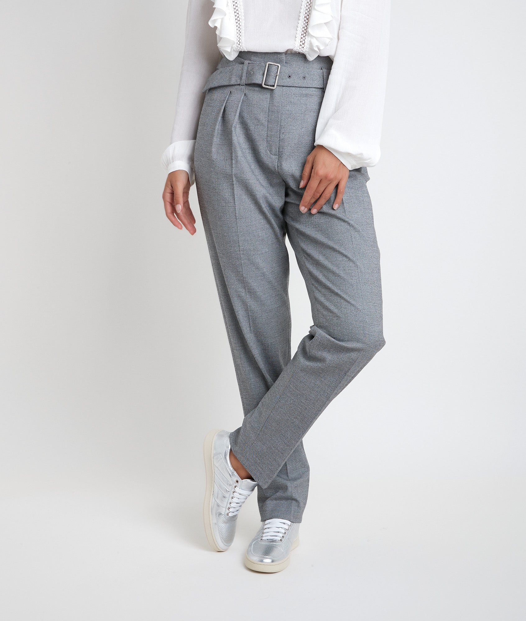 Pantalon cigarette fil à fil Iris Faume - seconde main