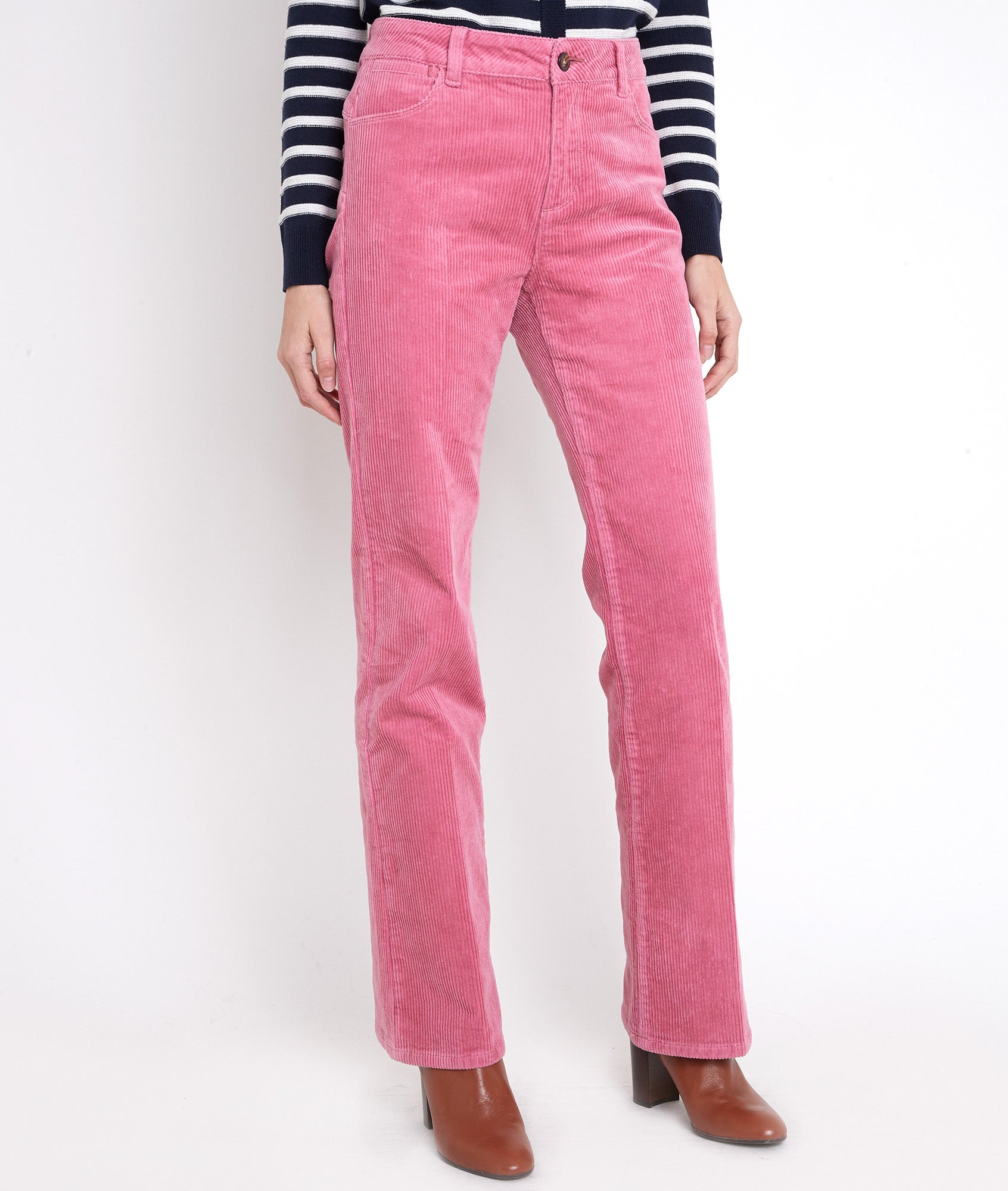 Pantalon large en velours rose Fidji Faume - seconde main