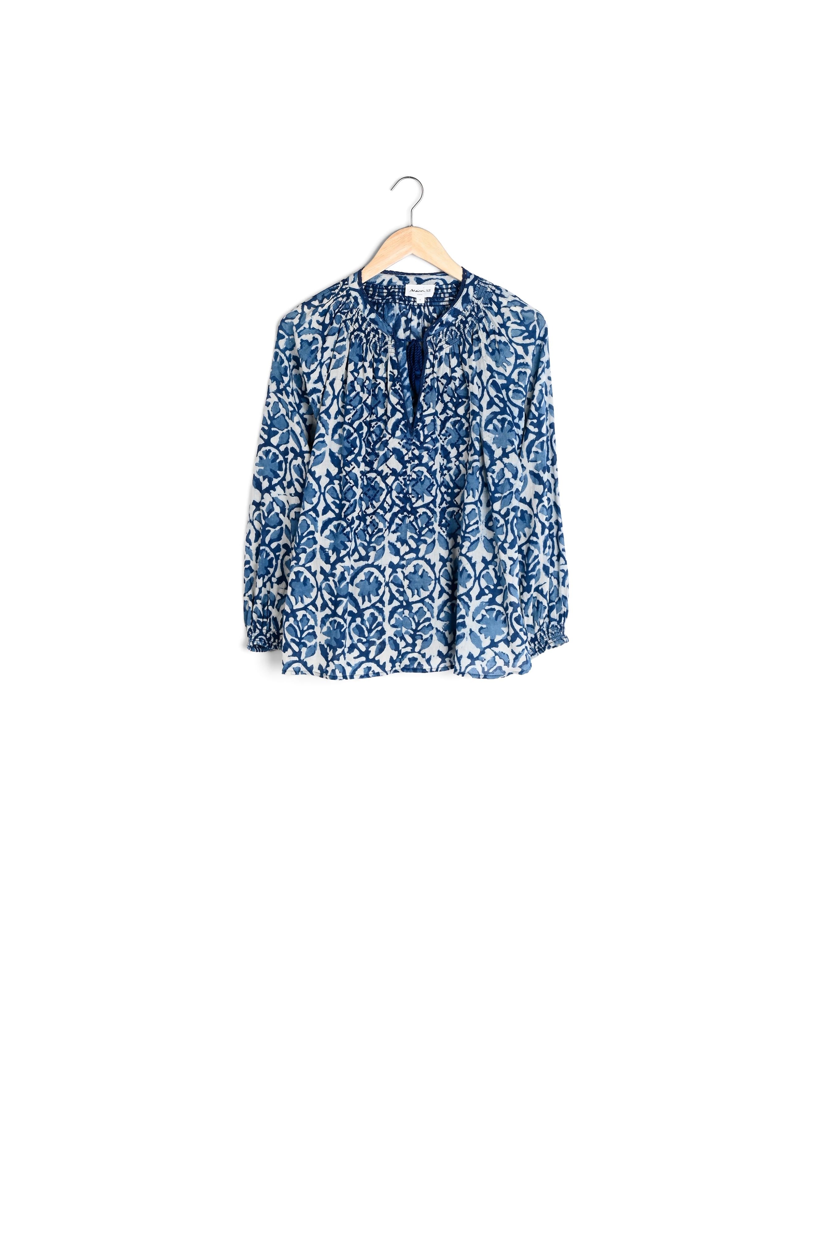 Blouse à l'imprimé artisanal bleu Tevaelle Faume - seconde main