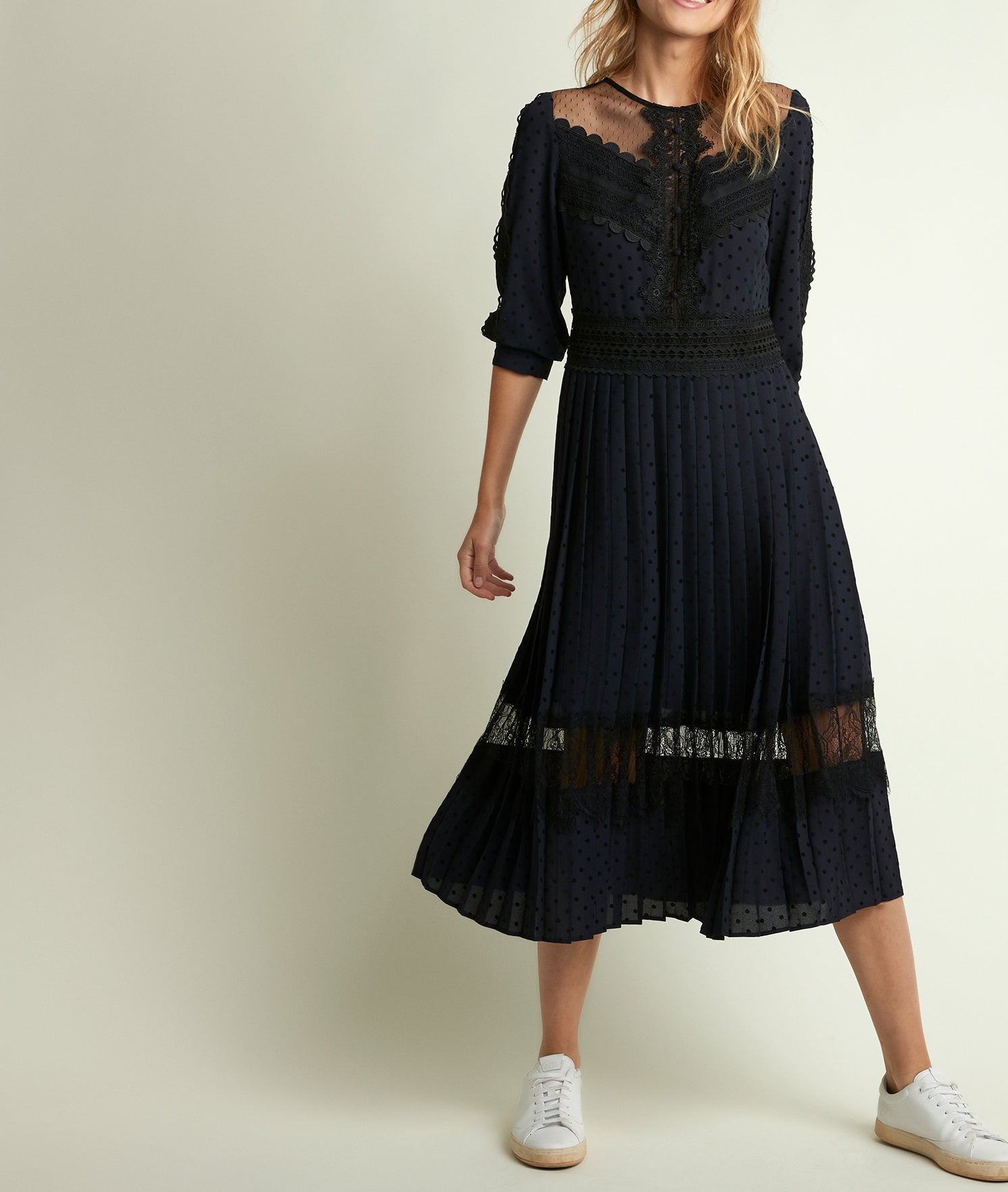 Robe longue à pois Orka Faume - seconde main