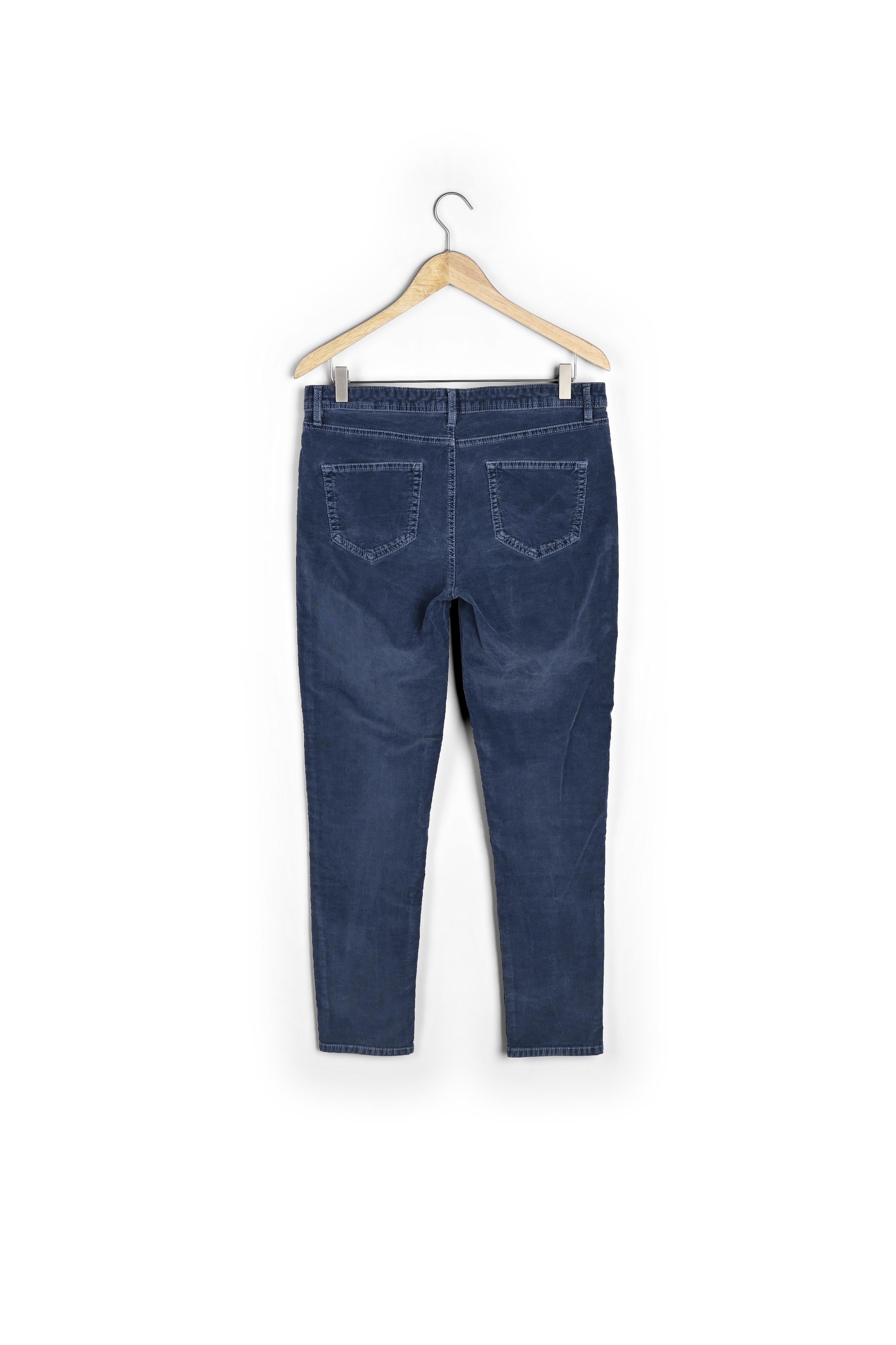 Pantalon slim en velours milleraies bleu Sultan Faume - seconde main