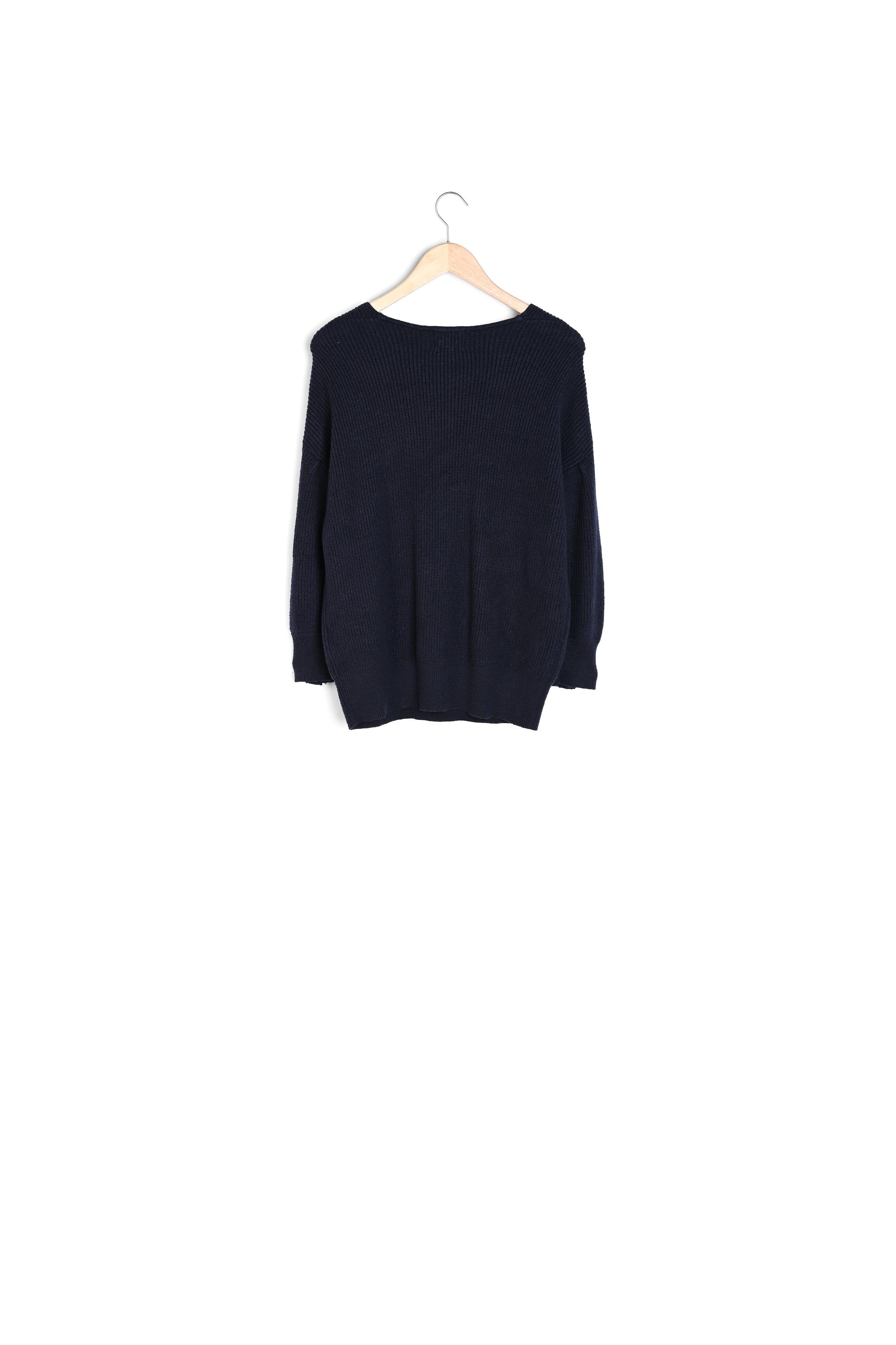 Pull au décolleté V profond marine Paraty Faume - seconde main