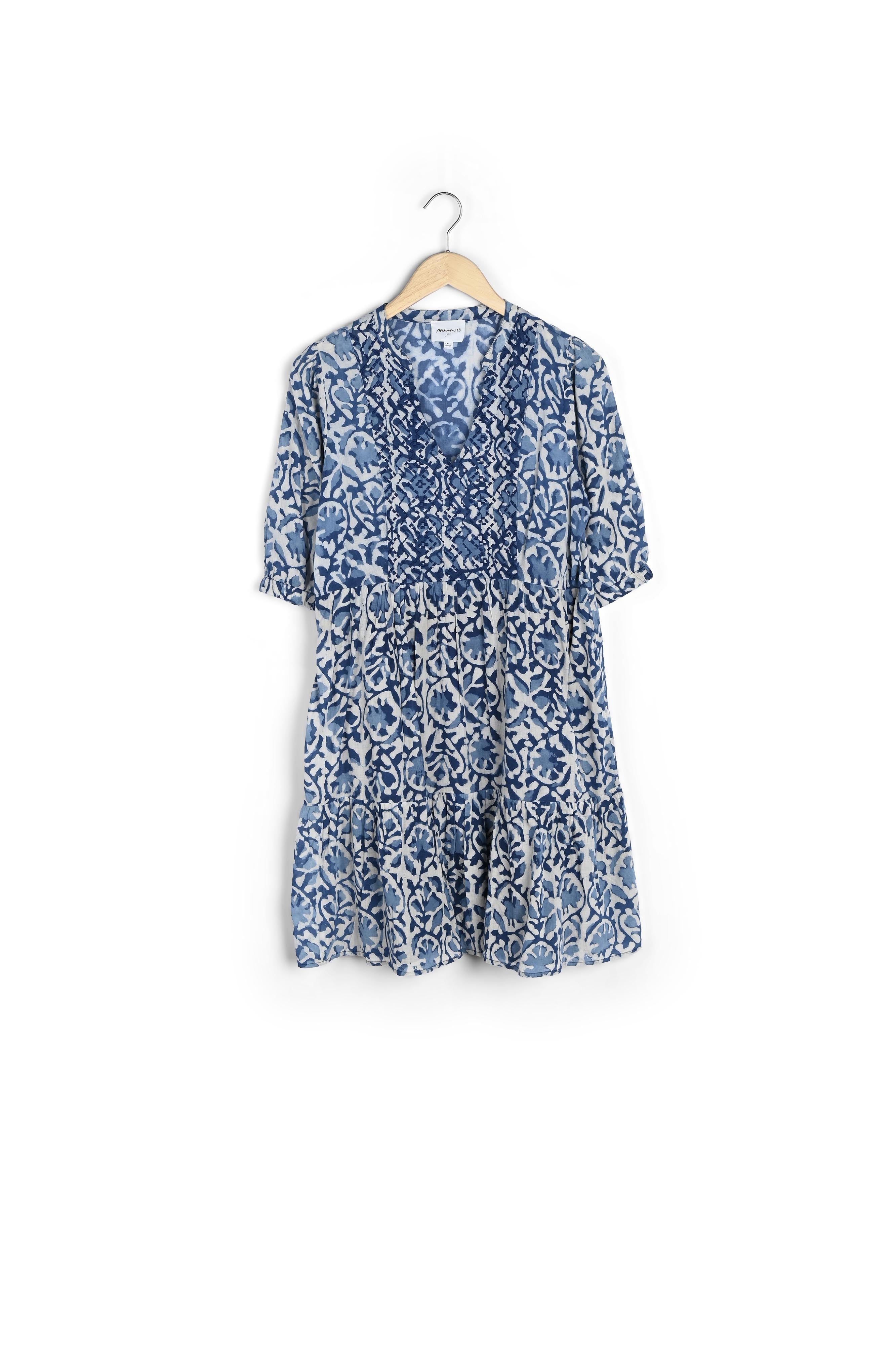 Robe courte imprimée bleue Madeleine Faume - seconde main