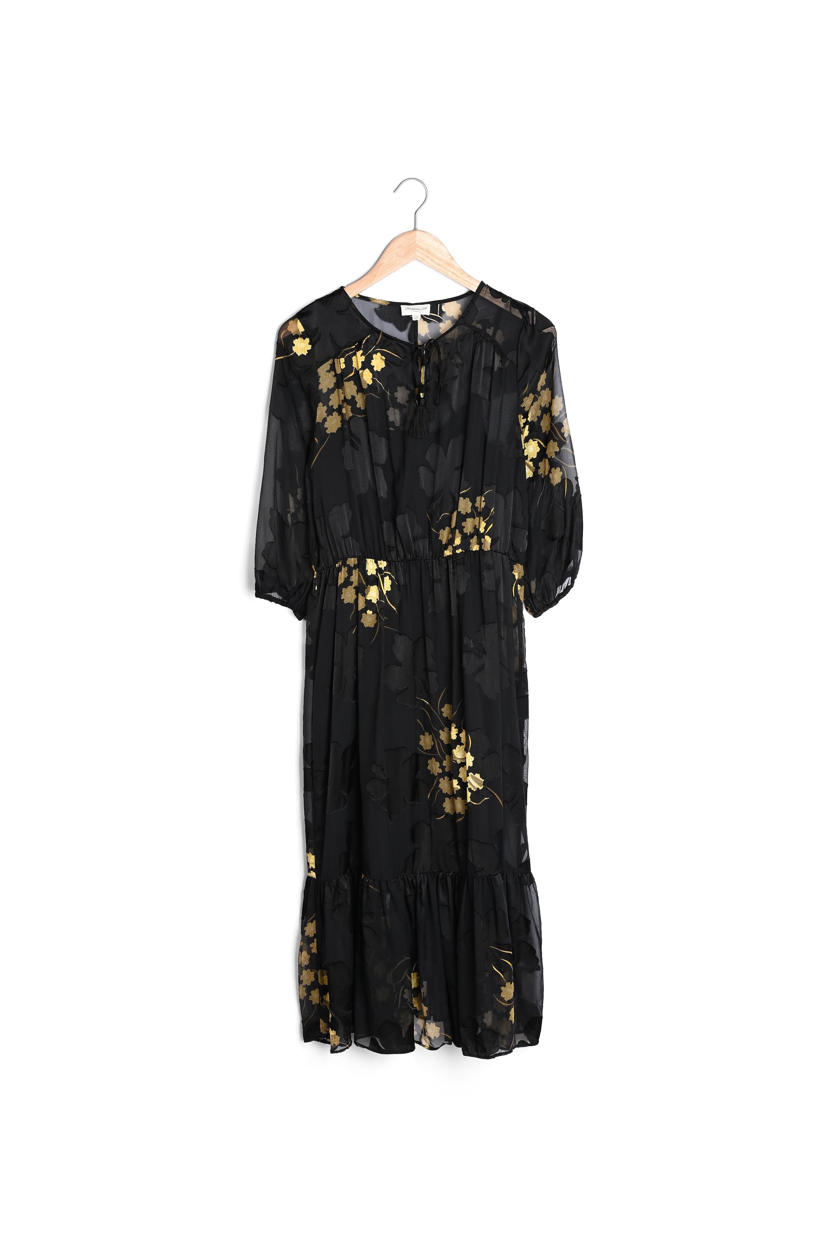 Robe noire longue imprimée Rena Faume - seconde main