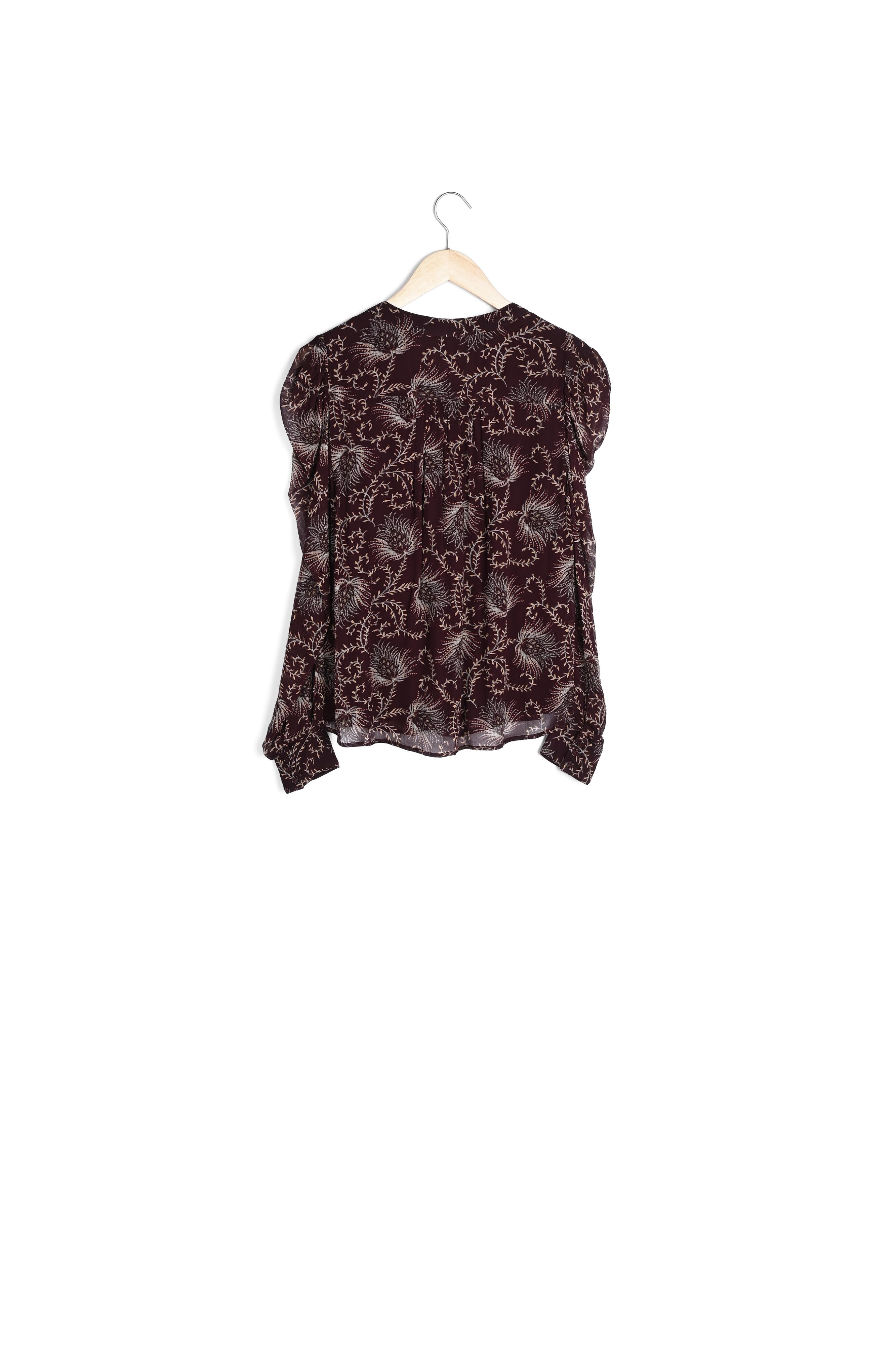 Blouse à manches bouffantes imprimée bordeaux Armony Faume - seconde main