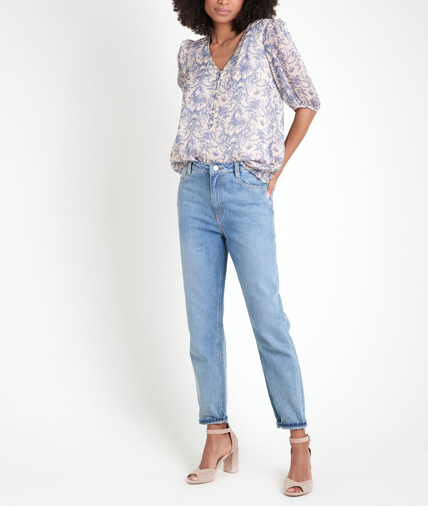 Blouse imprimée à volants Tounia Faume - seconde main