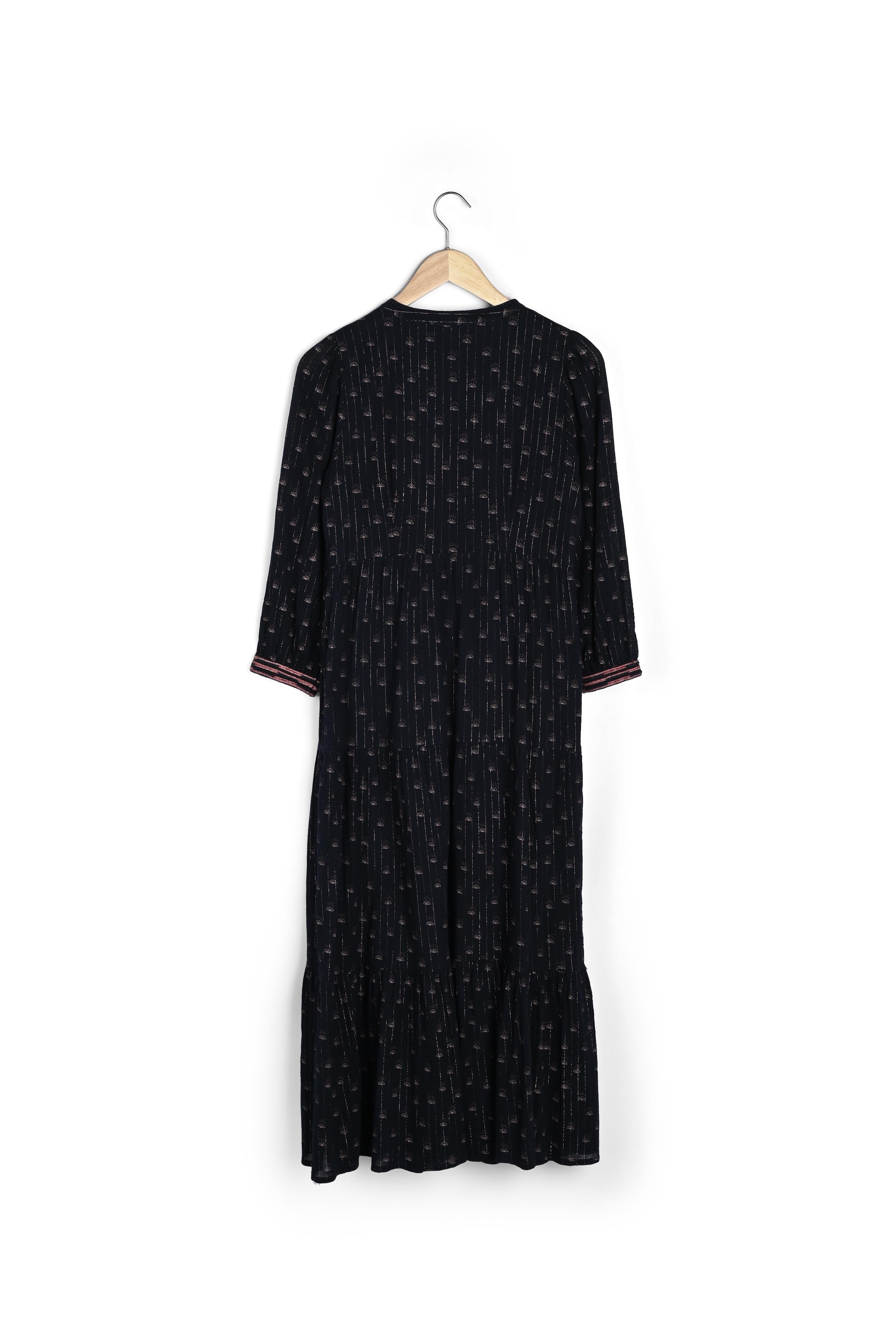 Robe longue imprimée en coton noir Norma Faume - seconde main