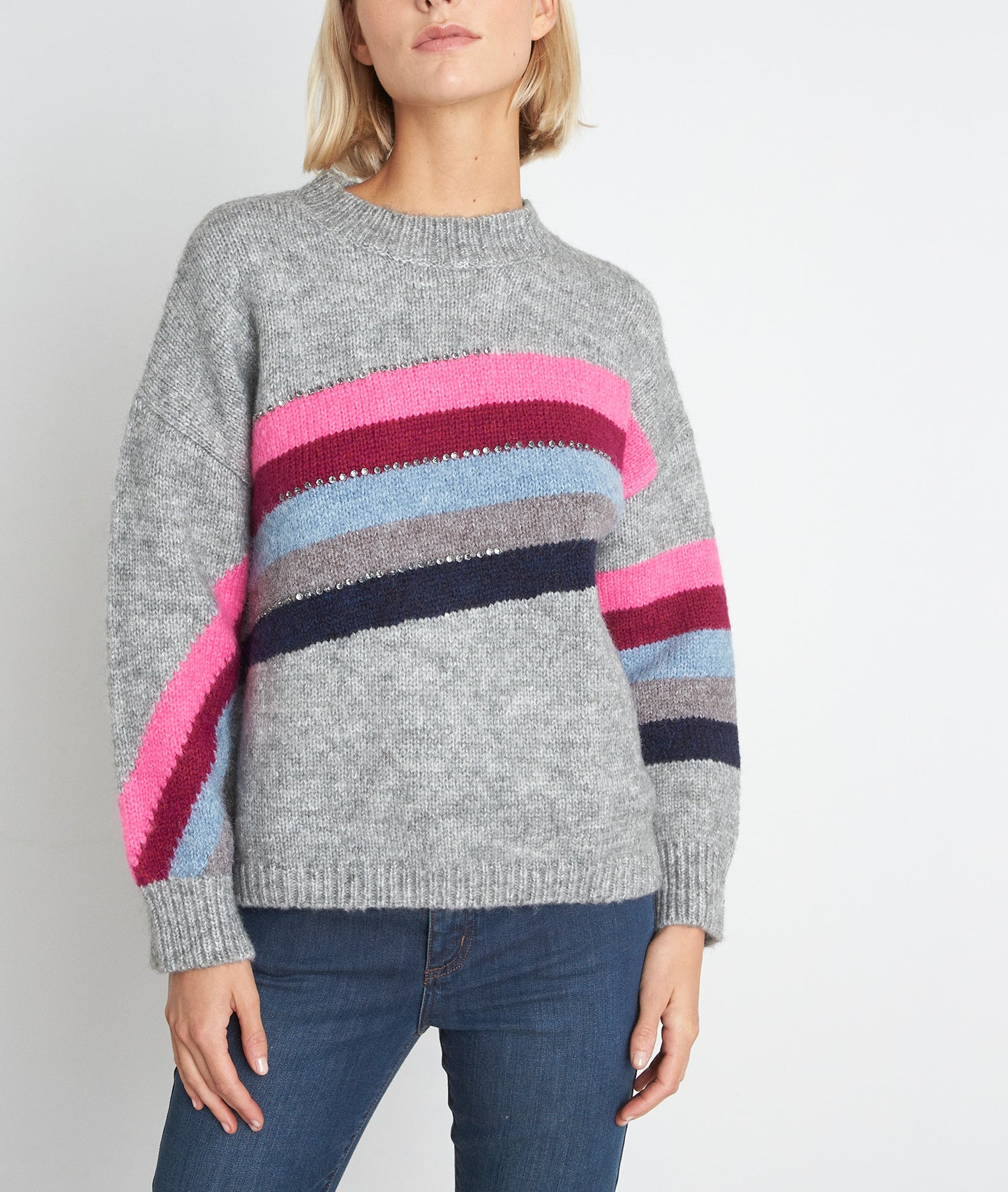 Pull oversize à bandes gris Tatoo Faume - seconde main