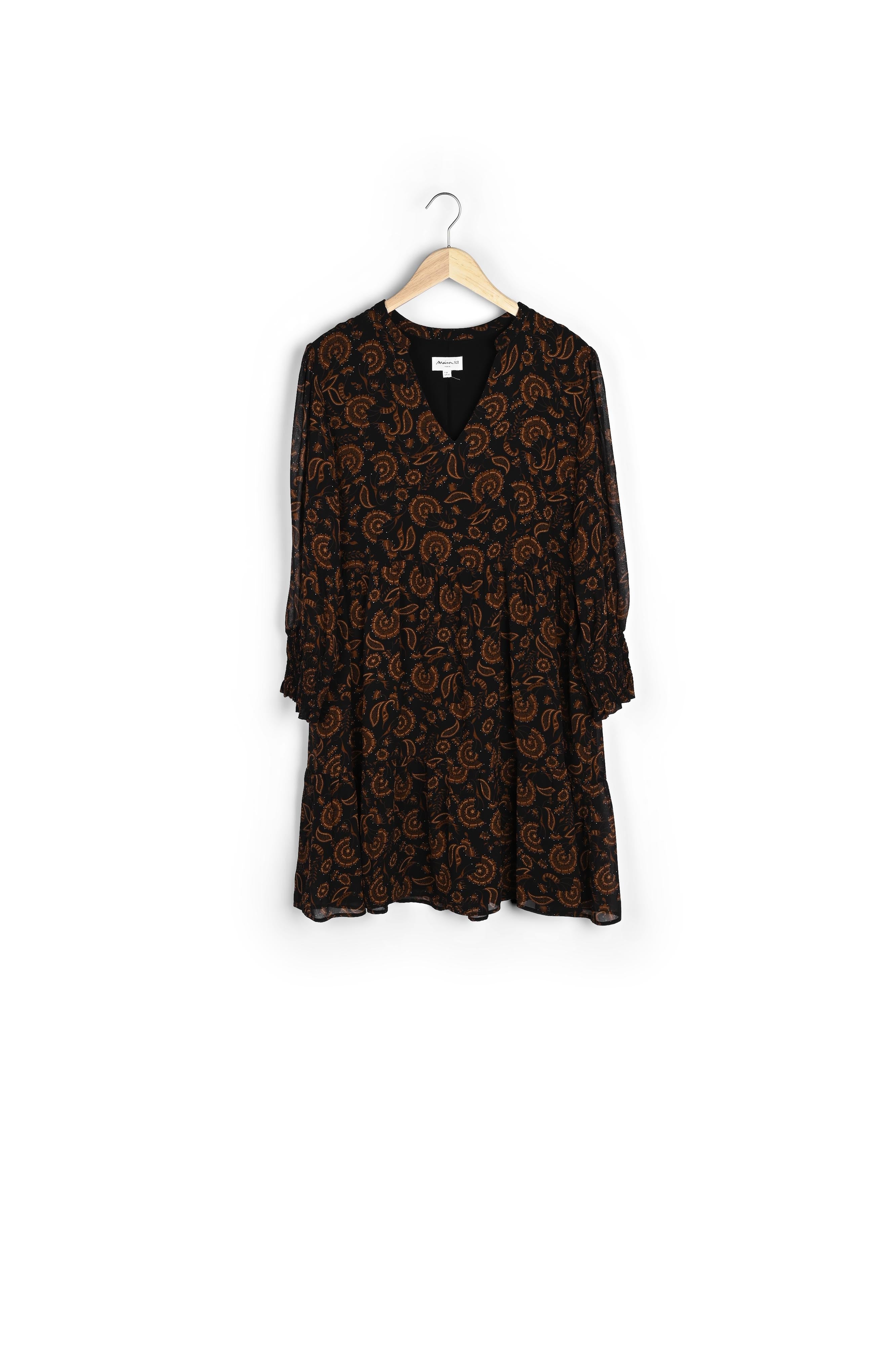 robe courte imprimée noire et brique Nadira Faume - seconde main