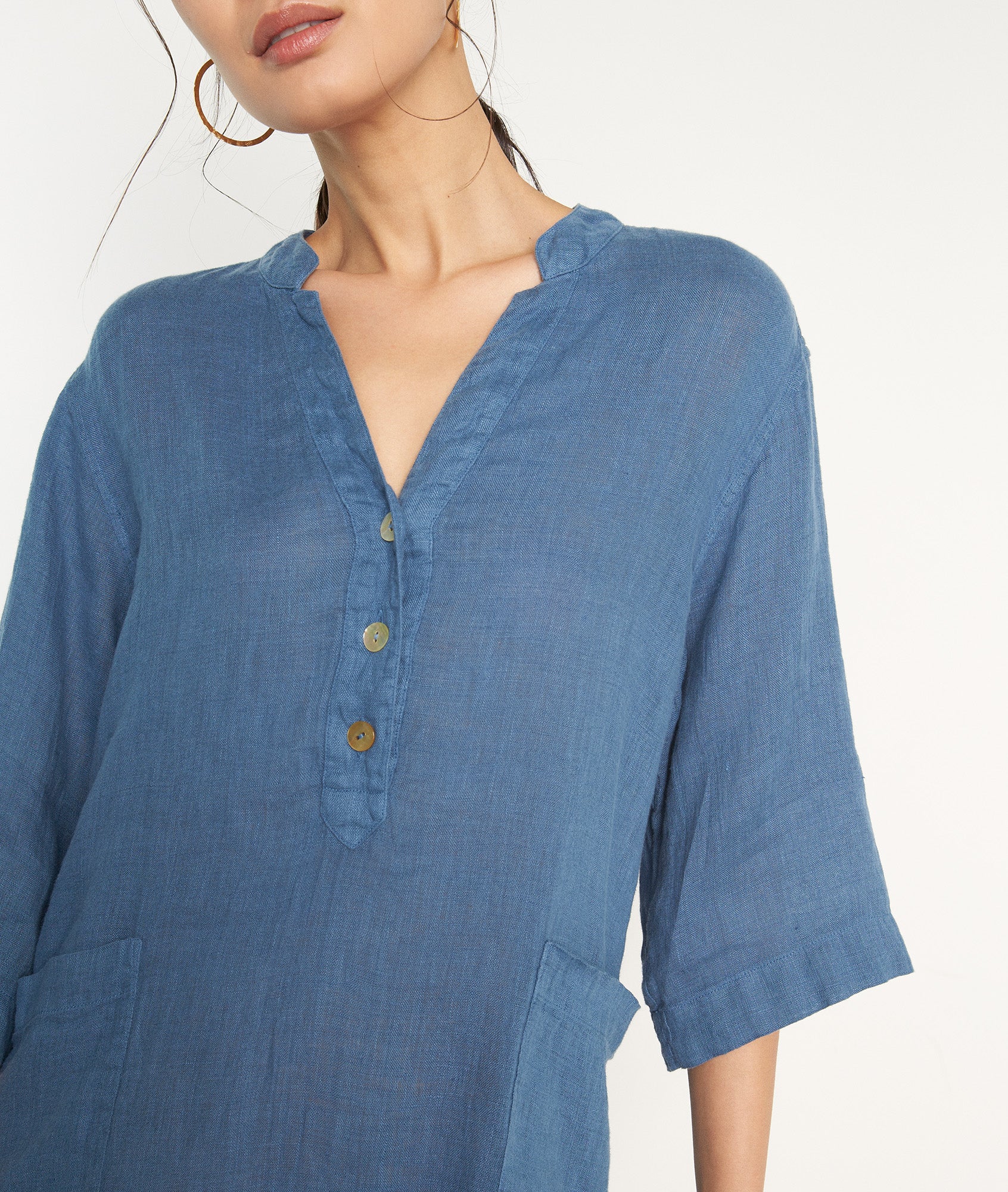 Robe courte liquette en lin bleu Hannae Faume - seconde main