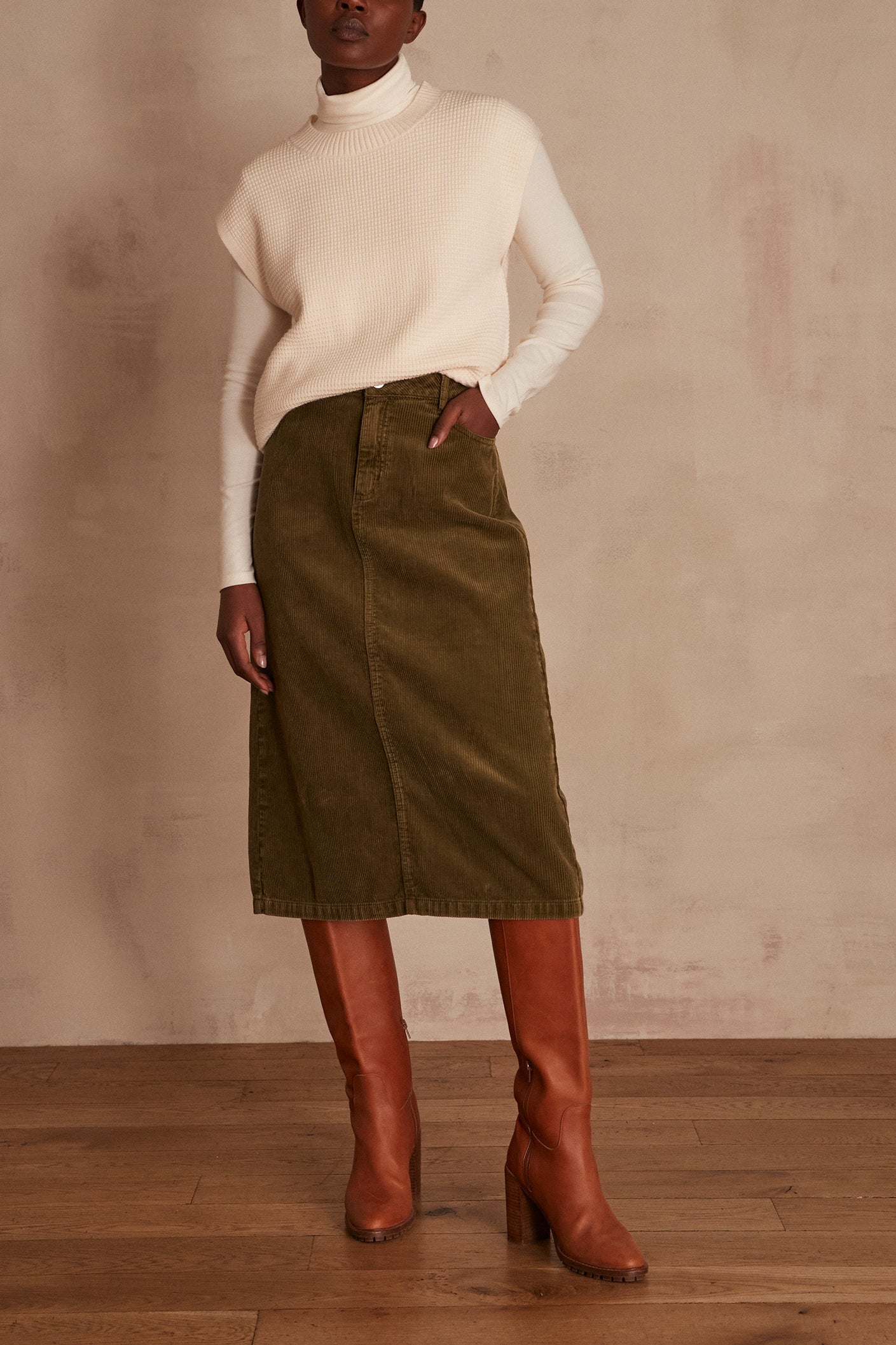 Jupe en velours Kayne Faume - seconde main