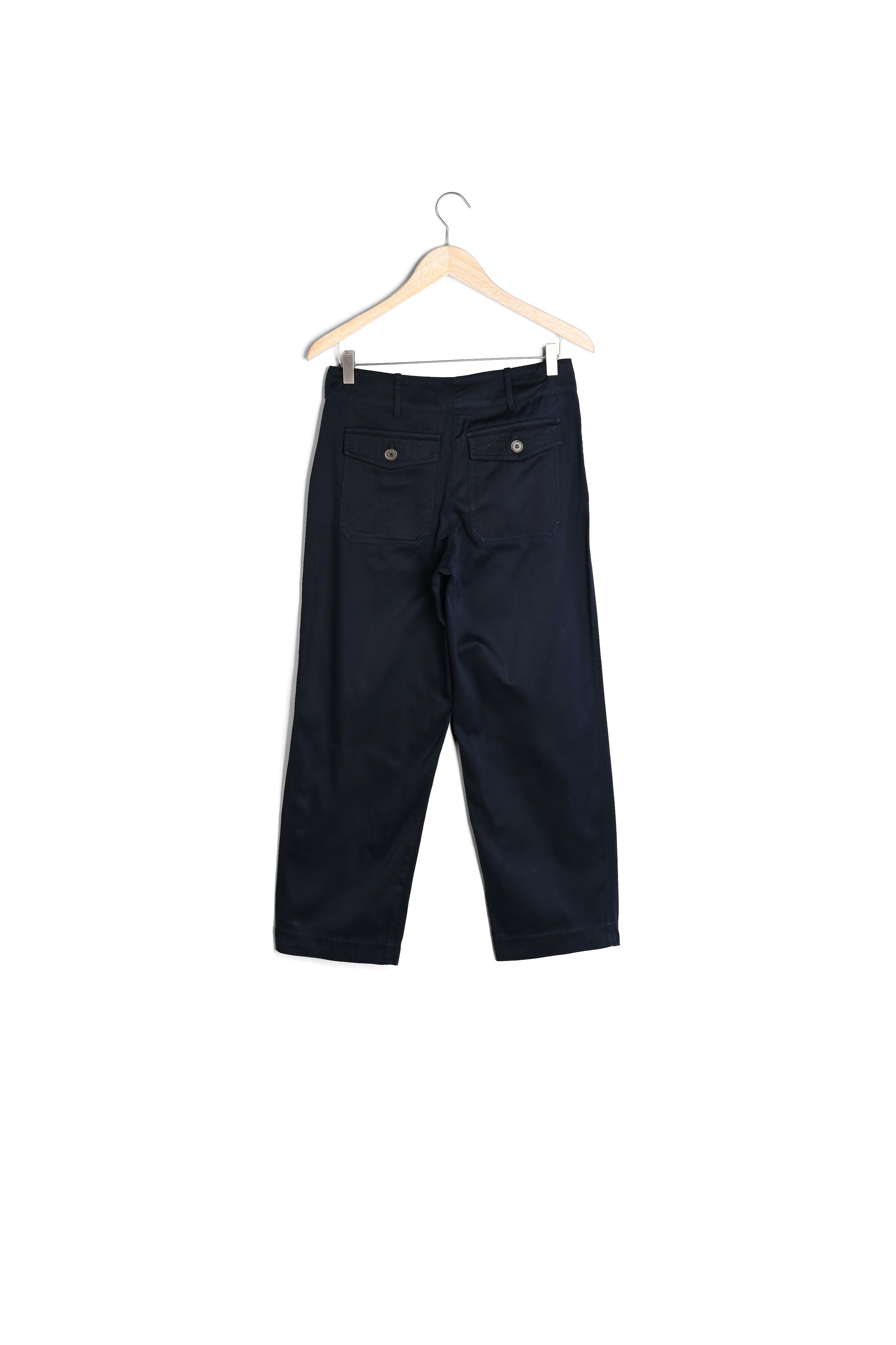 Pantalon droit et court en coton marine Tresor Faume - seconde main