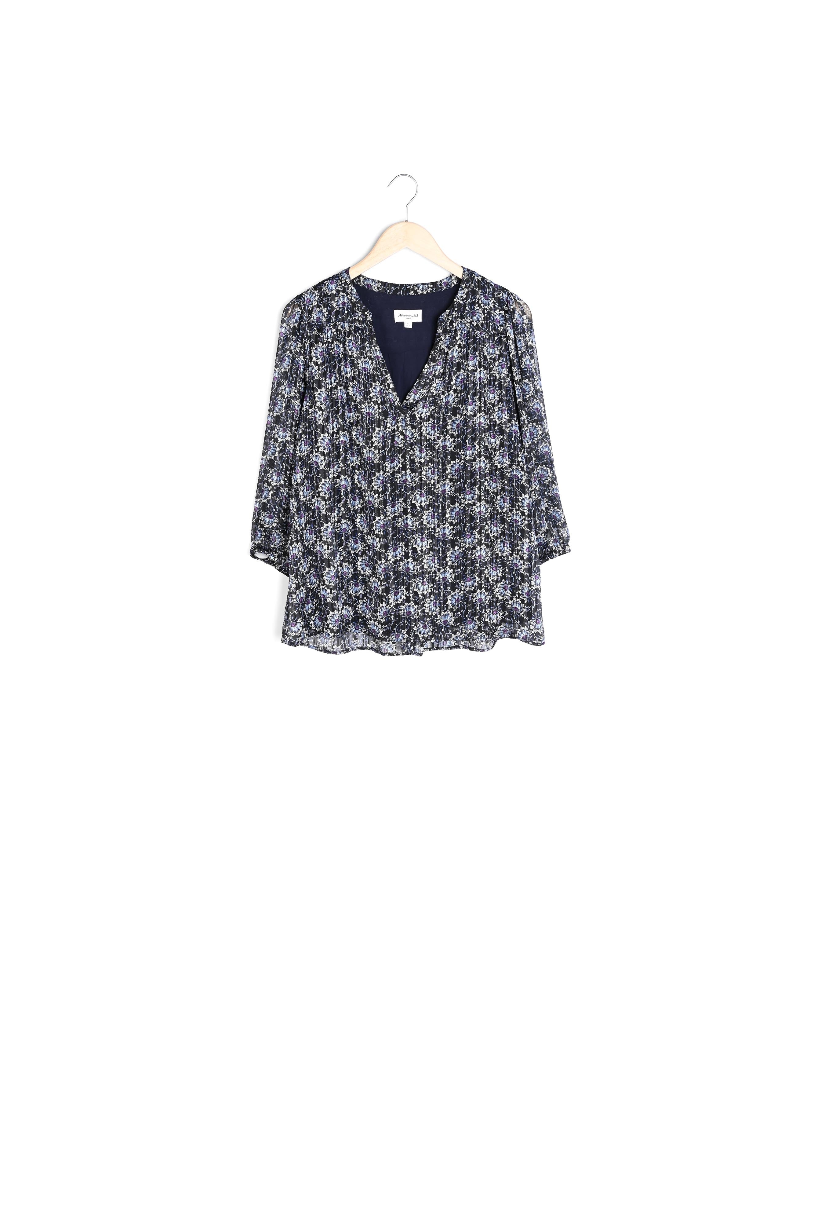 Blouse marine imprimée Elsa Faume - seconde main