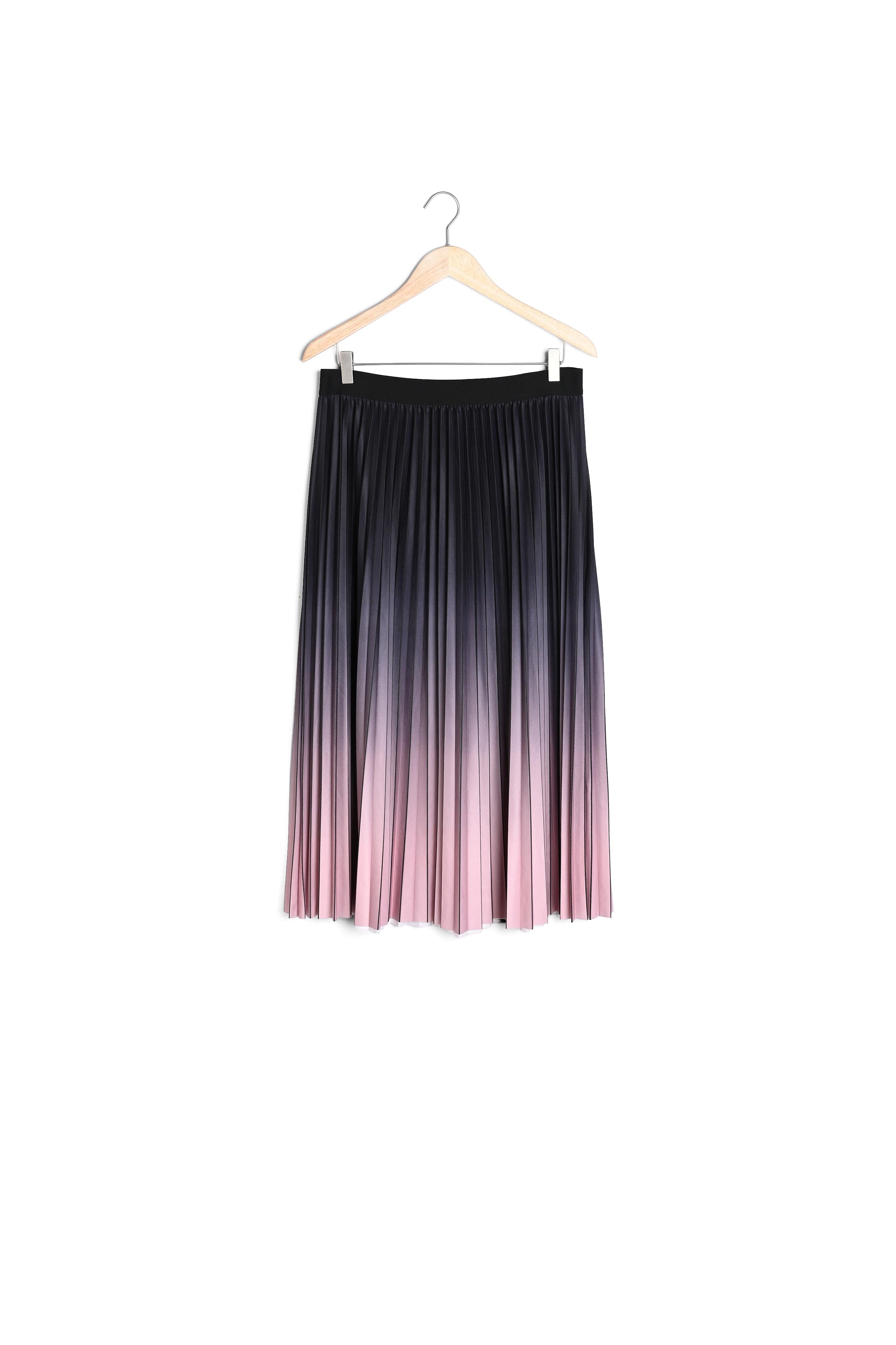 Jupe mi-longue plissée tie and dye mauve Elara Faume - seconde main