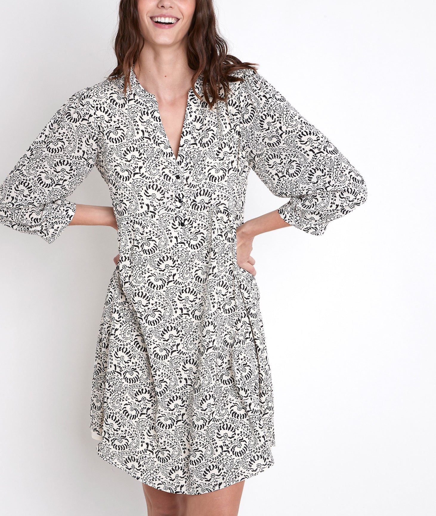 Robe écrue imprimée Calypso Faume - seconde main