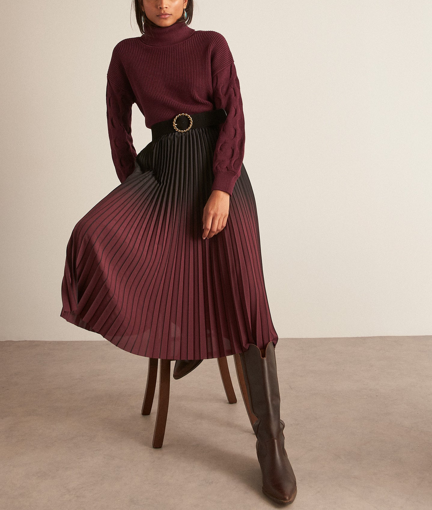 Pull en viscose EcoVero bordeaux Benito Faume - seconde main