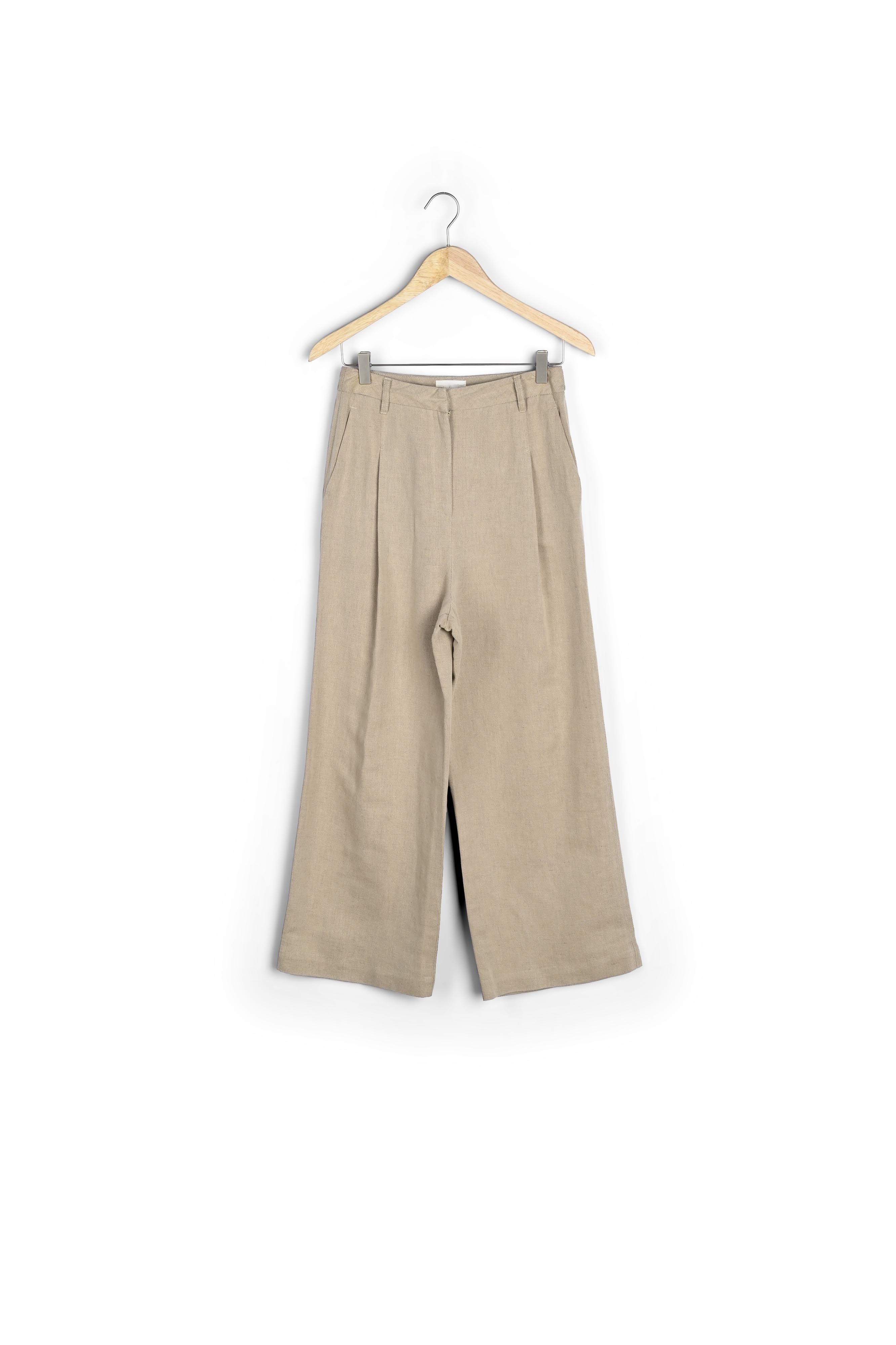 Pantalon large en coton et lin beige Stan Faume - seconde main