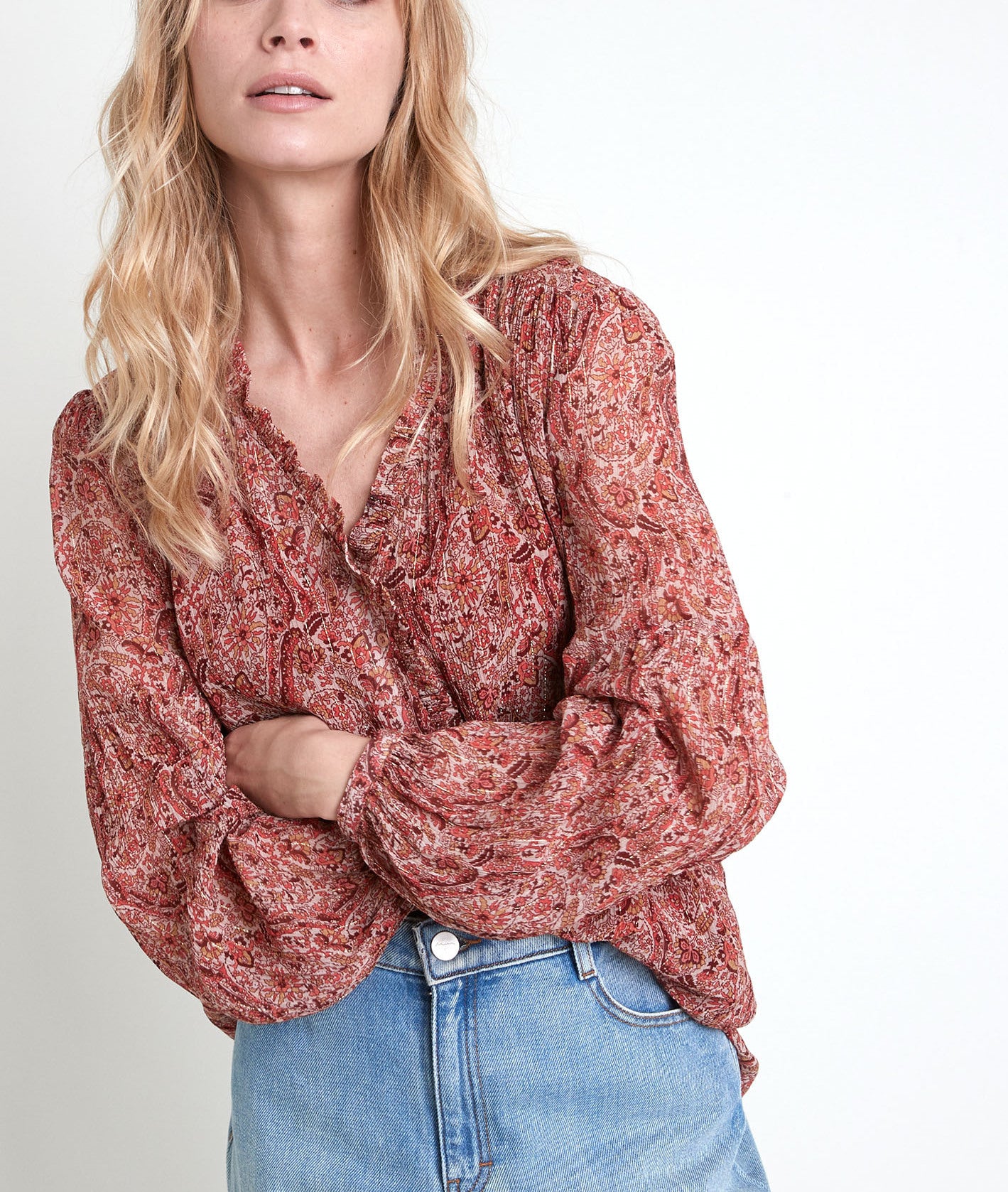 Blouse beige imprimée Tollya Faume - seconde main