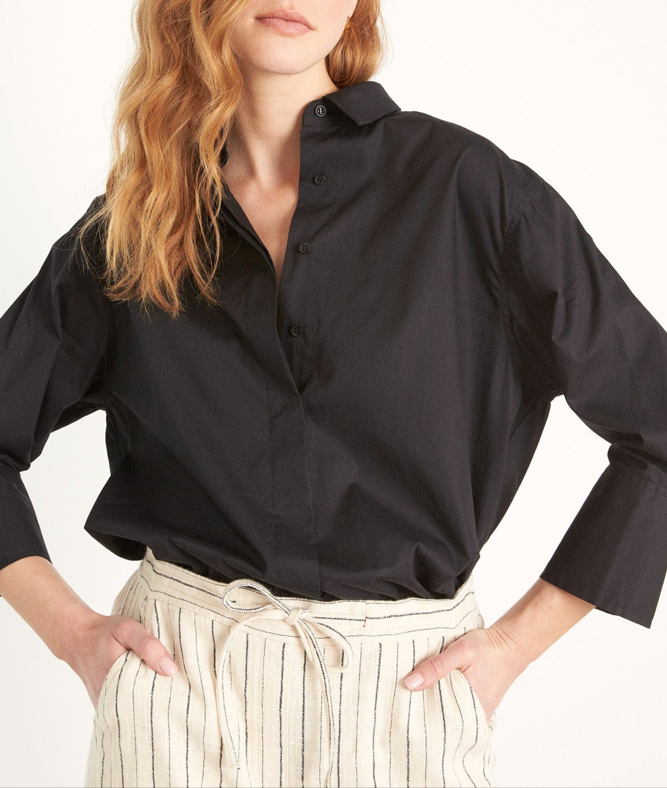 Chemise oversize en coton bio noir Adoline Faume - seconde main