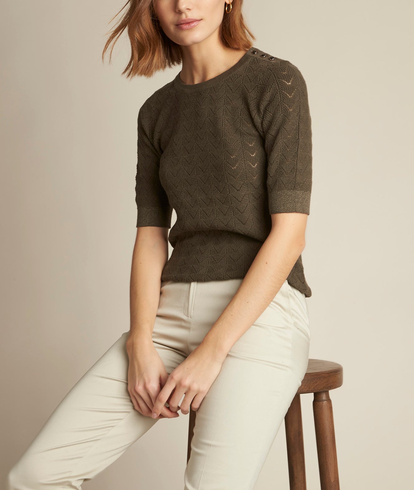 Pull ajouré kaki Dali Faume - seconde main